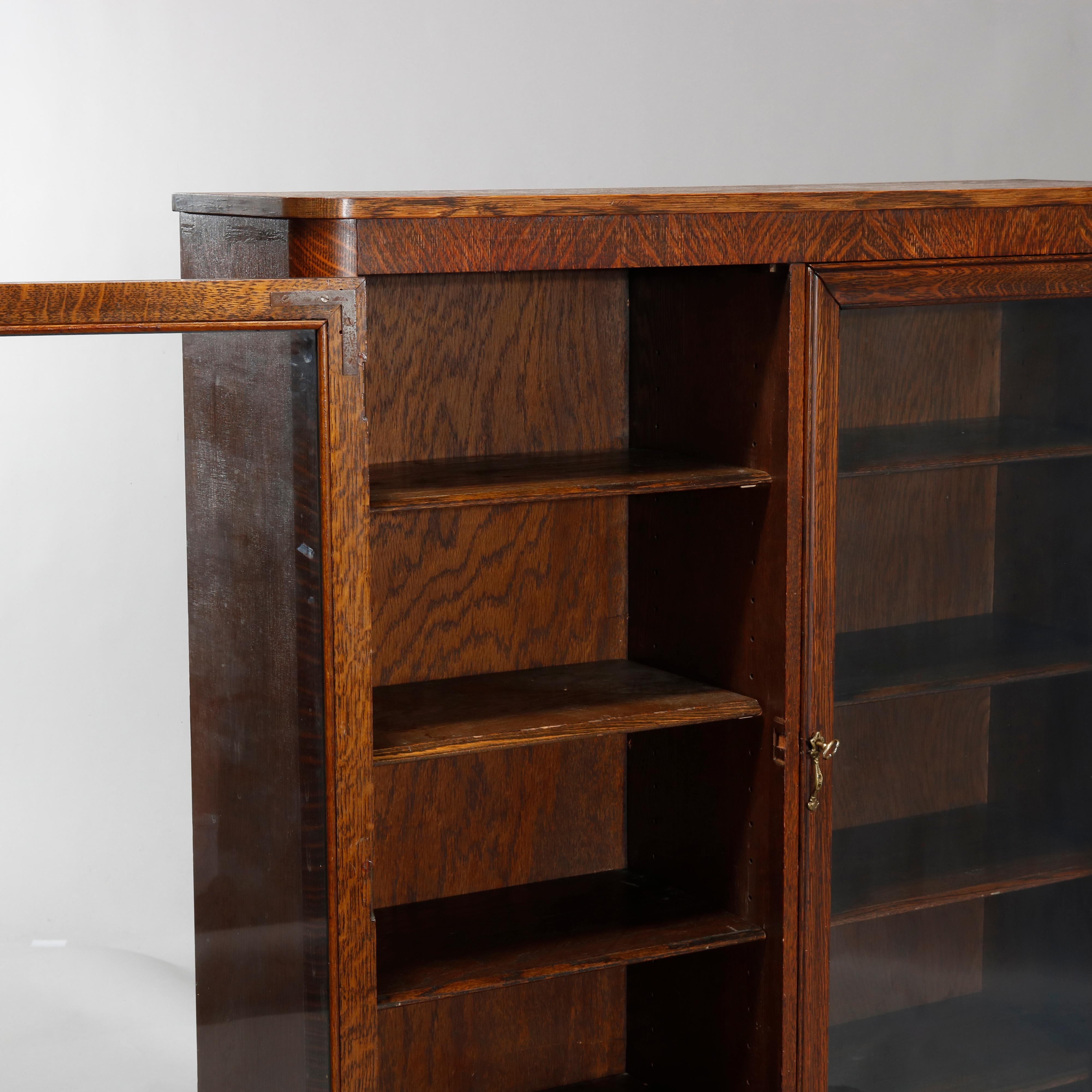Antique RJ Horner Style Oak Claw Foot Double Door Bookcase, circa 1910 1