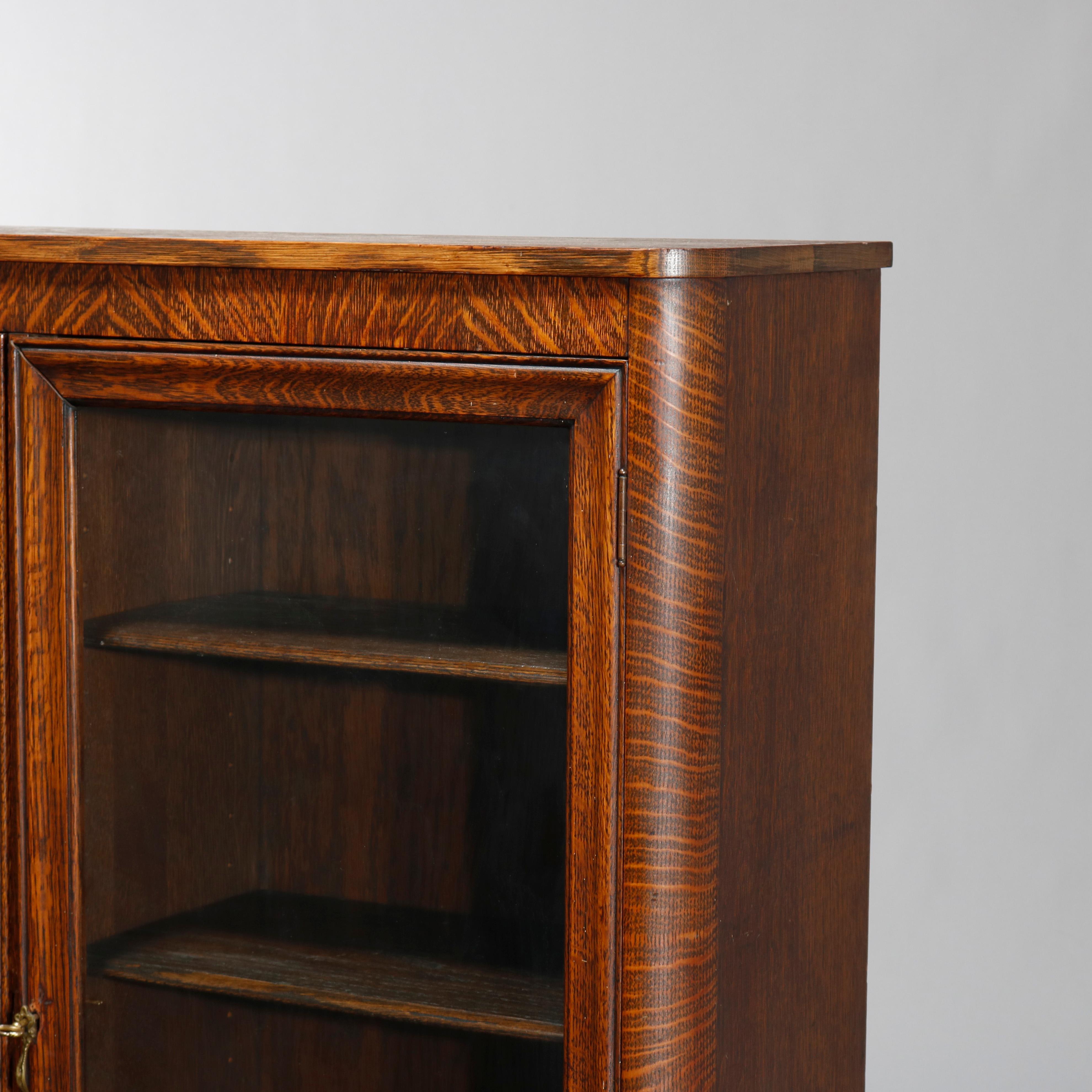 Antique RJ Horner Style Oak Claw Foot Double Door Bookcase, circa 1910 In Good Condition In Big Flats, NY