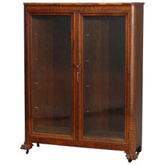 Antique RJ Horner Style Oak Claw Foot Double Door Bookcase, circa 1910