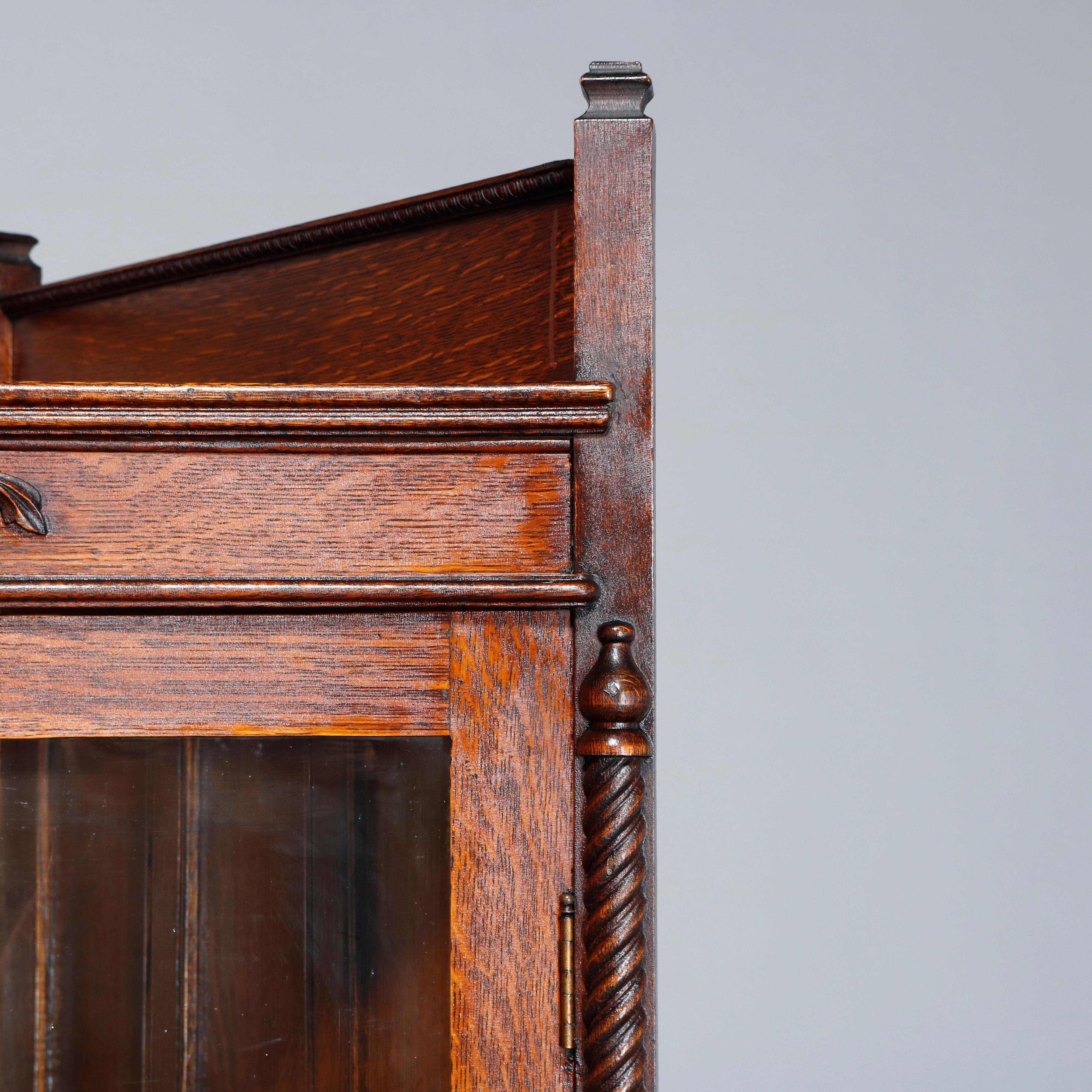 Antique RJ Horner Style Oak Corner China Cabinet, circa 1910 1