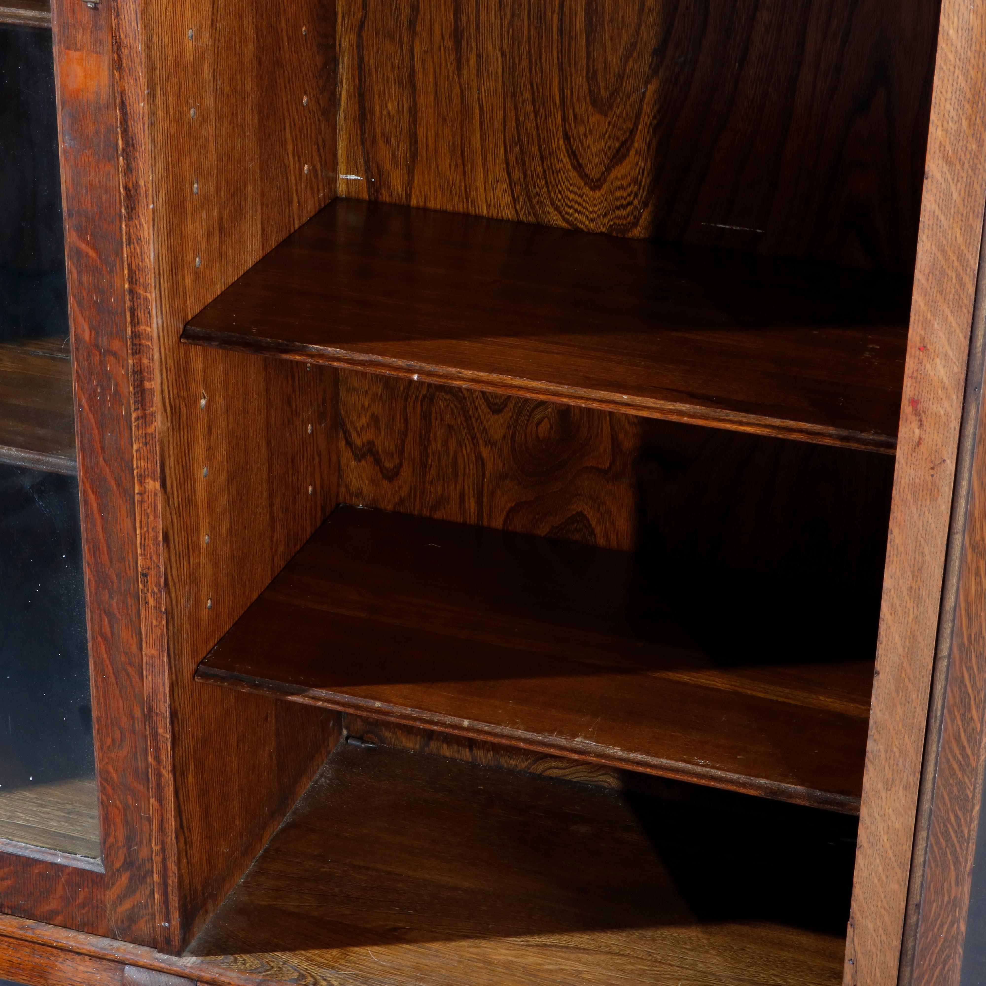 Antique RJ Horner Triple Door Oak Clawfoot Bookcase, circa 1900 11