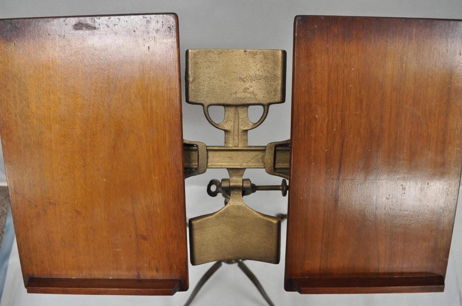 Antique R.M. Lambie Victorian Walnut & Cast Iron Bible Book Stand Lectern For Sale 9