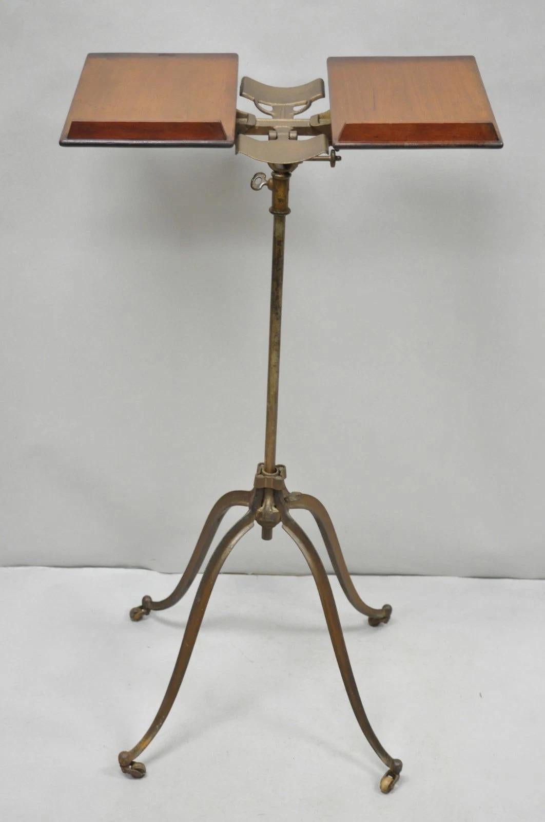 Antique R.M. Lambie Victorian Walnut & Cast Iron Bible Book Stand Lectern For Sale 10