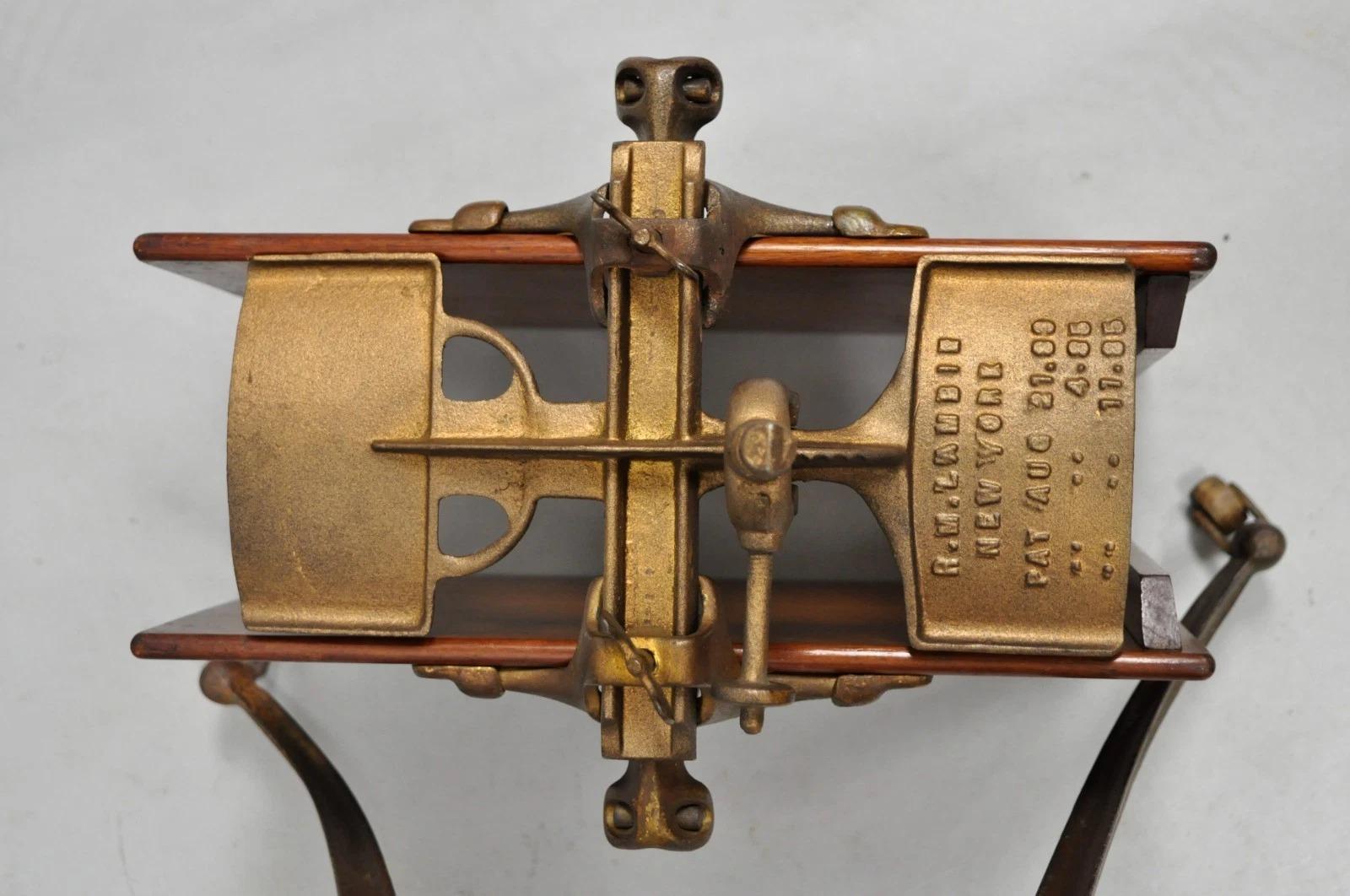 19th Century Antique R.M. Lambie Victorian Walnut & Cast Iron Bible Book Stand Lectern For Sale