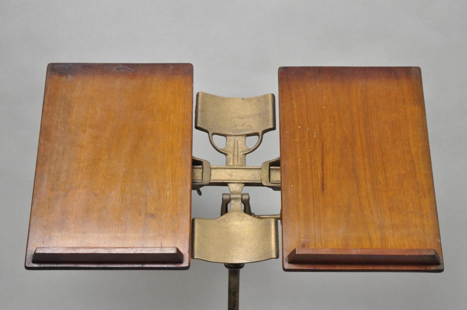 Antique R.M. Lambie Victorian Walnut & Cast Iron Bible Book Stand Lectern For Sale 2