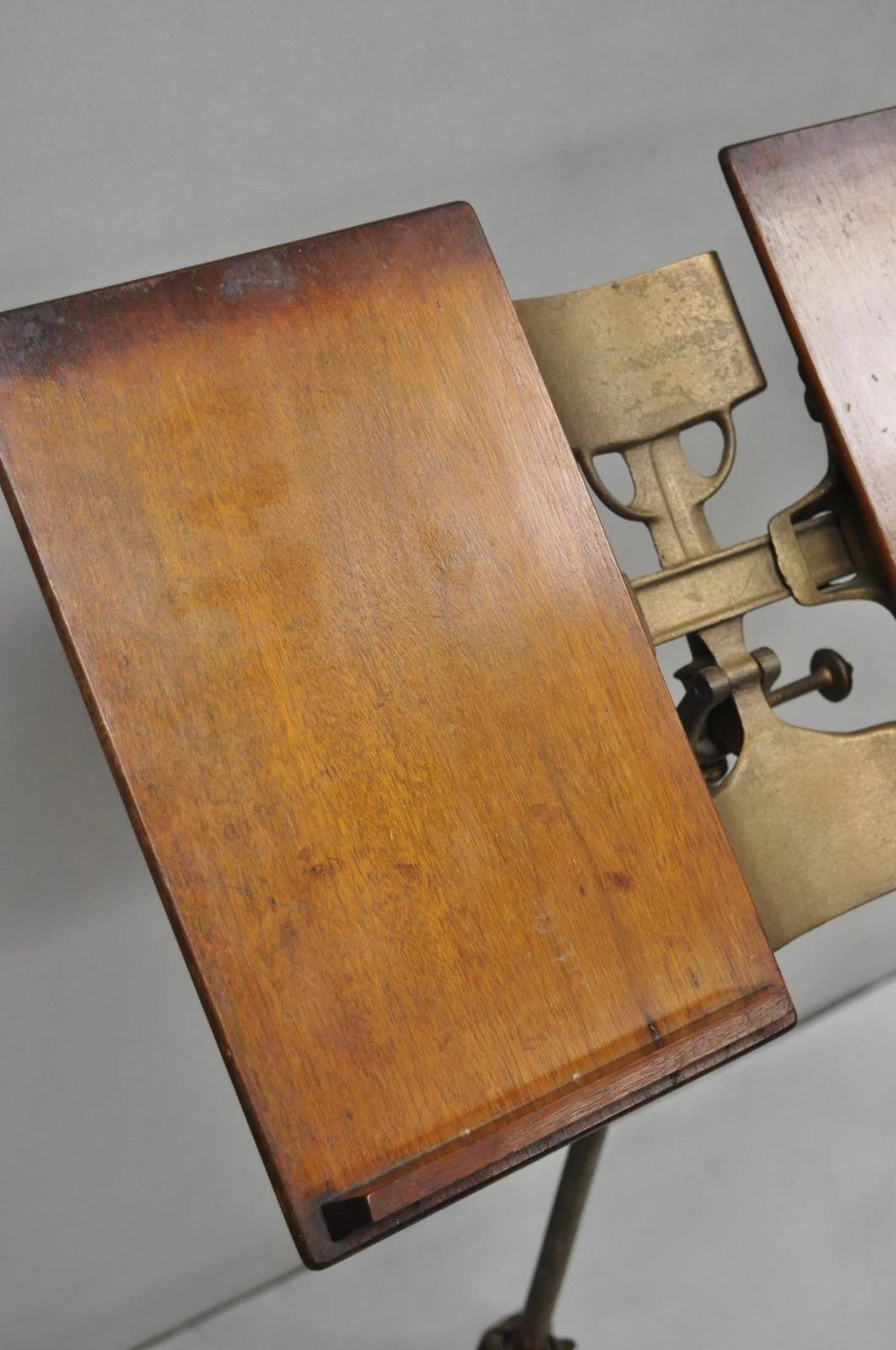 Antique R.M. Lambie Victorian Walnut & Cast Iron Bible Book Stand Lectern For Sale 3