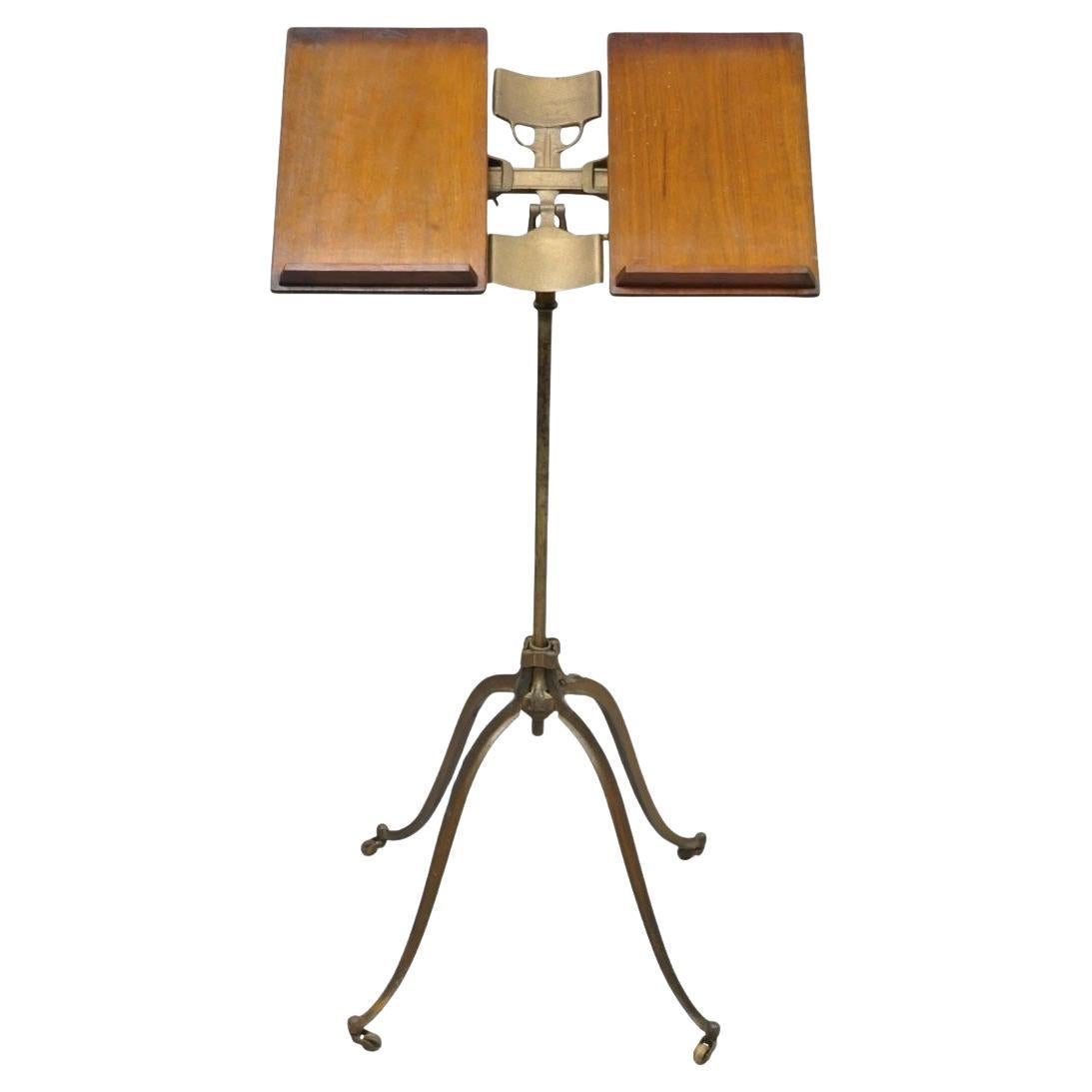 Antique R.M. Lambie Victorian Walnut & Cast Iron Bible Book Stand Lectern For Sale