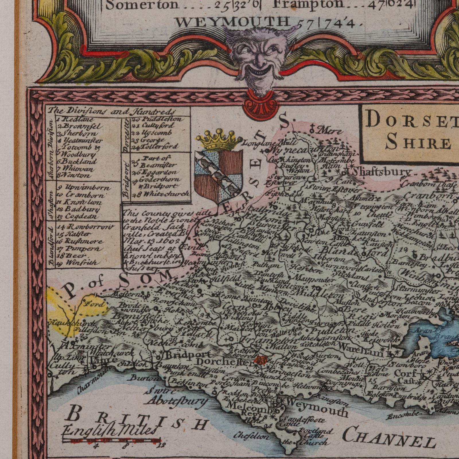 Antique Road Map, Bristol to Weymouth, English, Framed Cartography, Georgian In Good Condition For Sale In Hele, Devon, GB