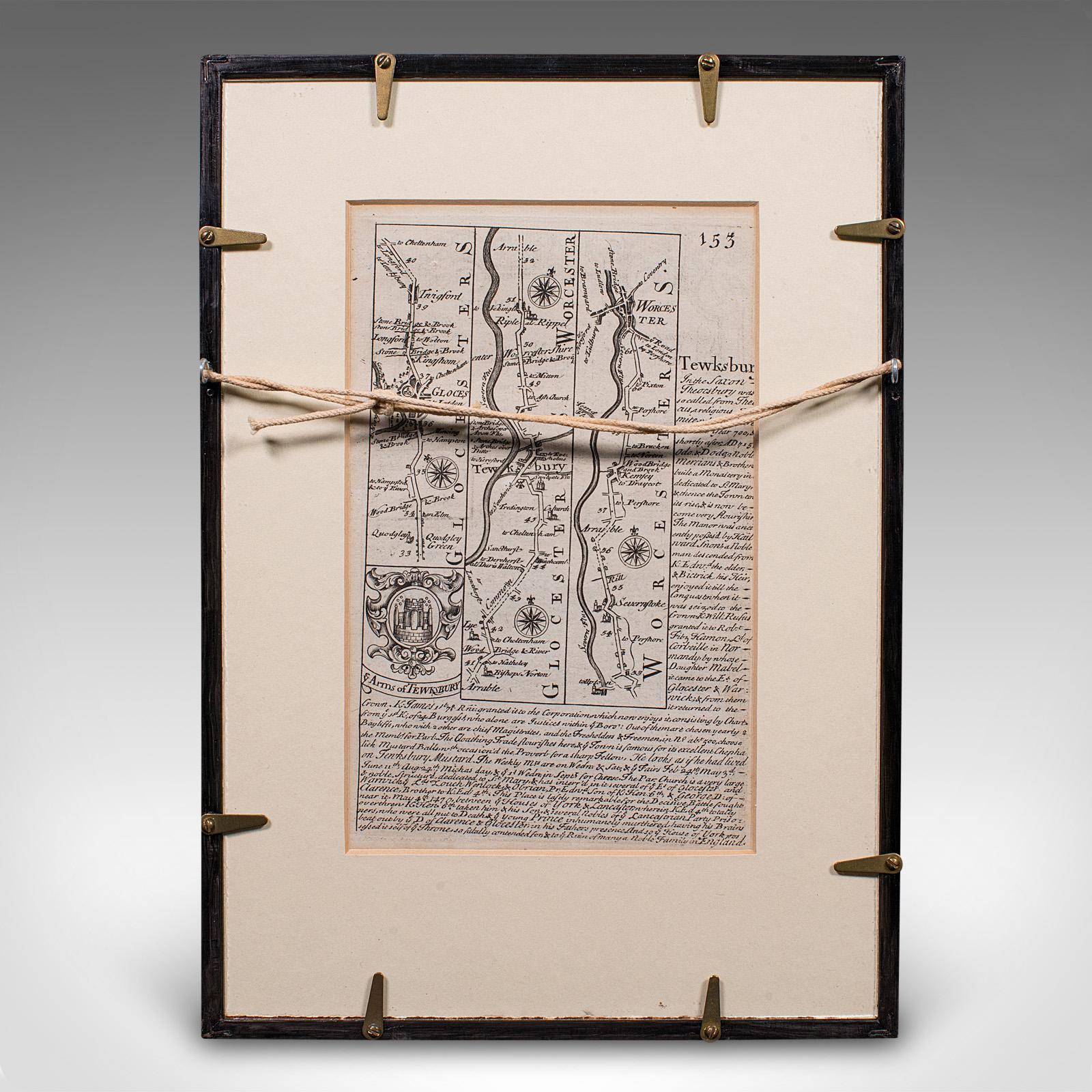 Antique Road Map, Bristol to Weymouth, English, Framed Cartography, Georgian For Sale 1