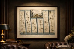 Mapa antiguo de carreteras de Oxford a Bristol, Ogilby Britannia Strip Map, 1675