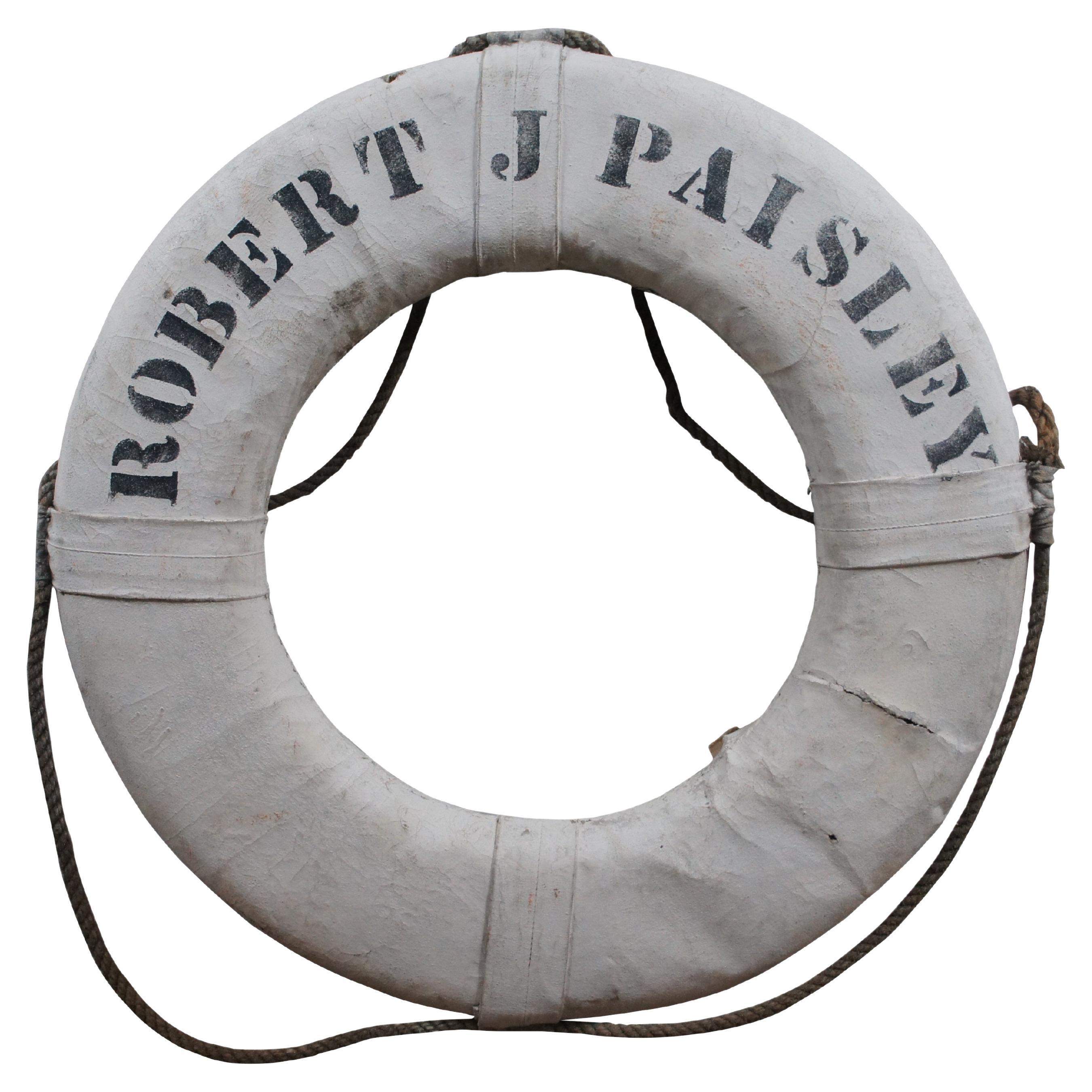 Antiker Robert J Paisley Nautical Maritime Weißer Schiffsboot-Flugleben-Preserver-Ring 3