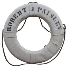 Retro Robert J Paisley Nautical Maritime White Ship Boat Life Preserver Ring 3