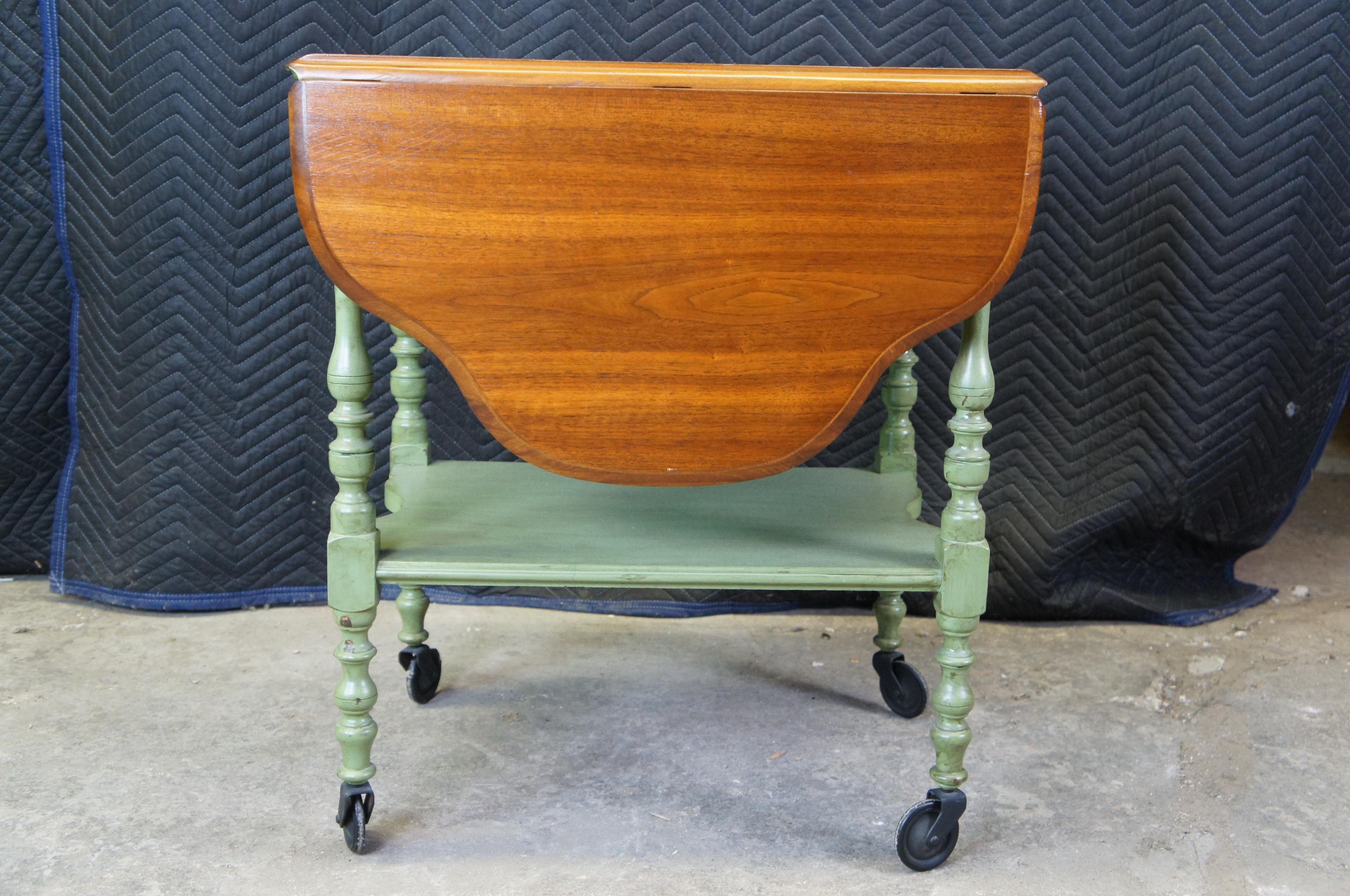 Antique Robert W Irwin French Country Walnut Drop Leaf Bar Tea Cart Boho Chic 6
