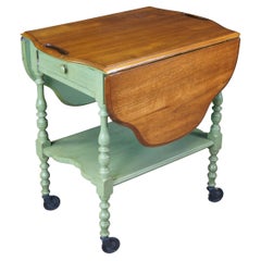 Antique Robert W Irwin French Country Walnut Drop Leaf Bar Tea Cart Boho Chic