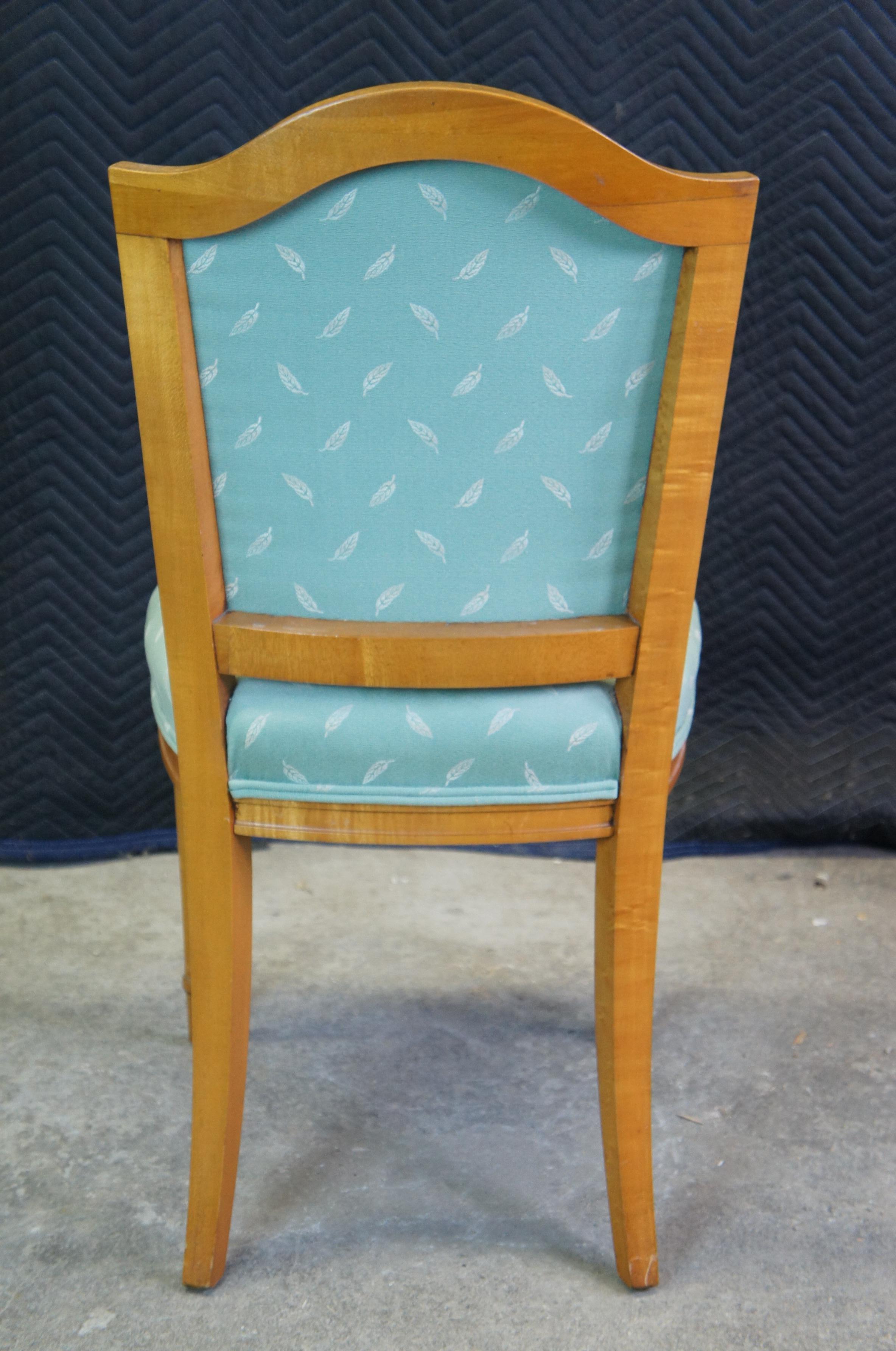 Antique Robert W Irwin French Louis XVI Satinwood Side Accent Vanity Chair Teal 6