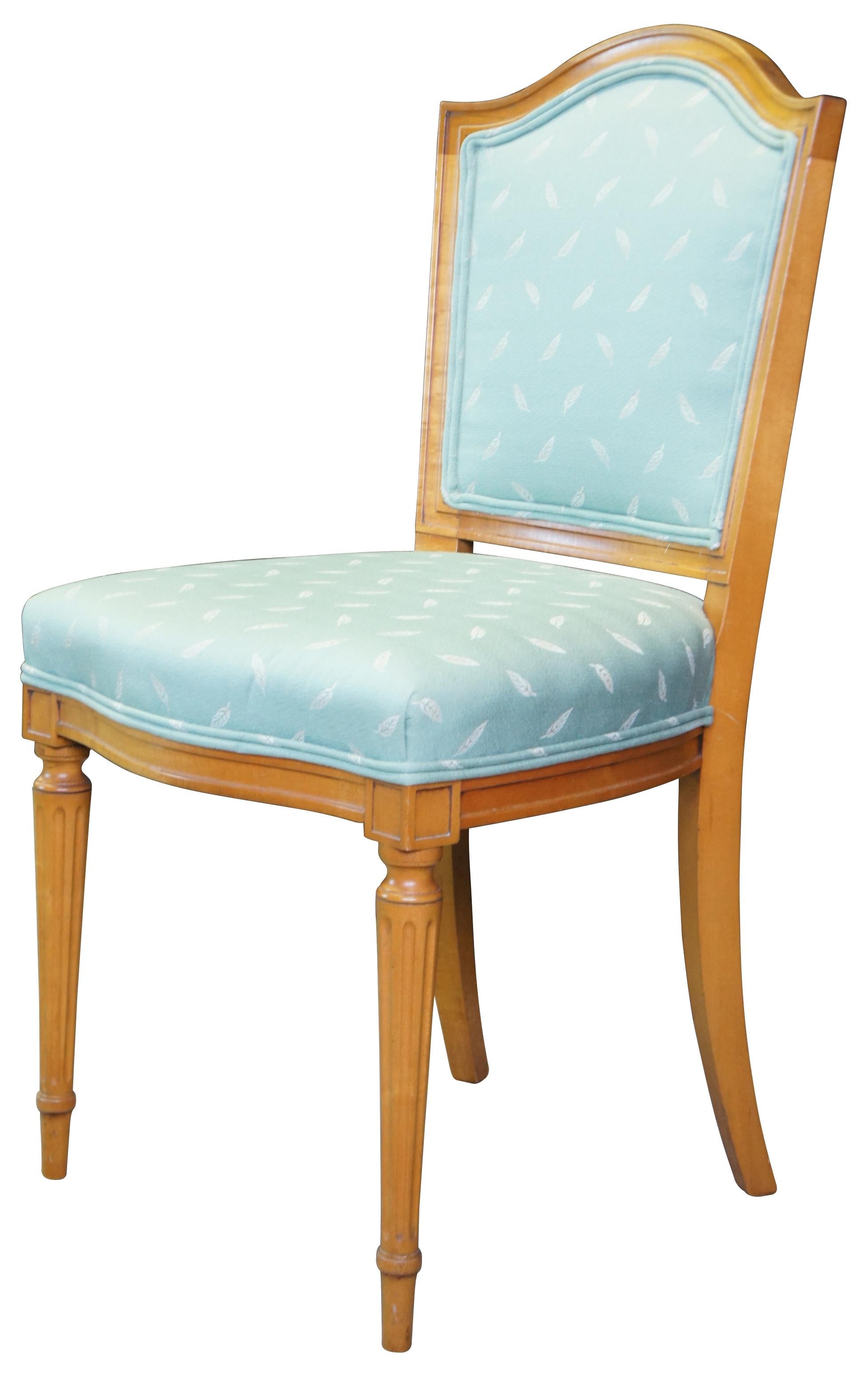 Antique Robert W Irwin French Louis XVI Satinwood Side Accent Vanity Chair Teal In Good Condition In Dayton, OH