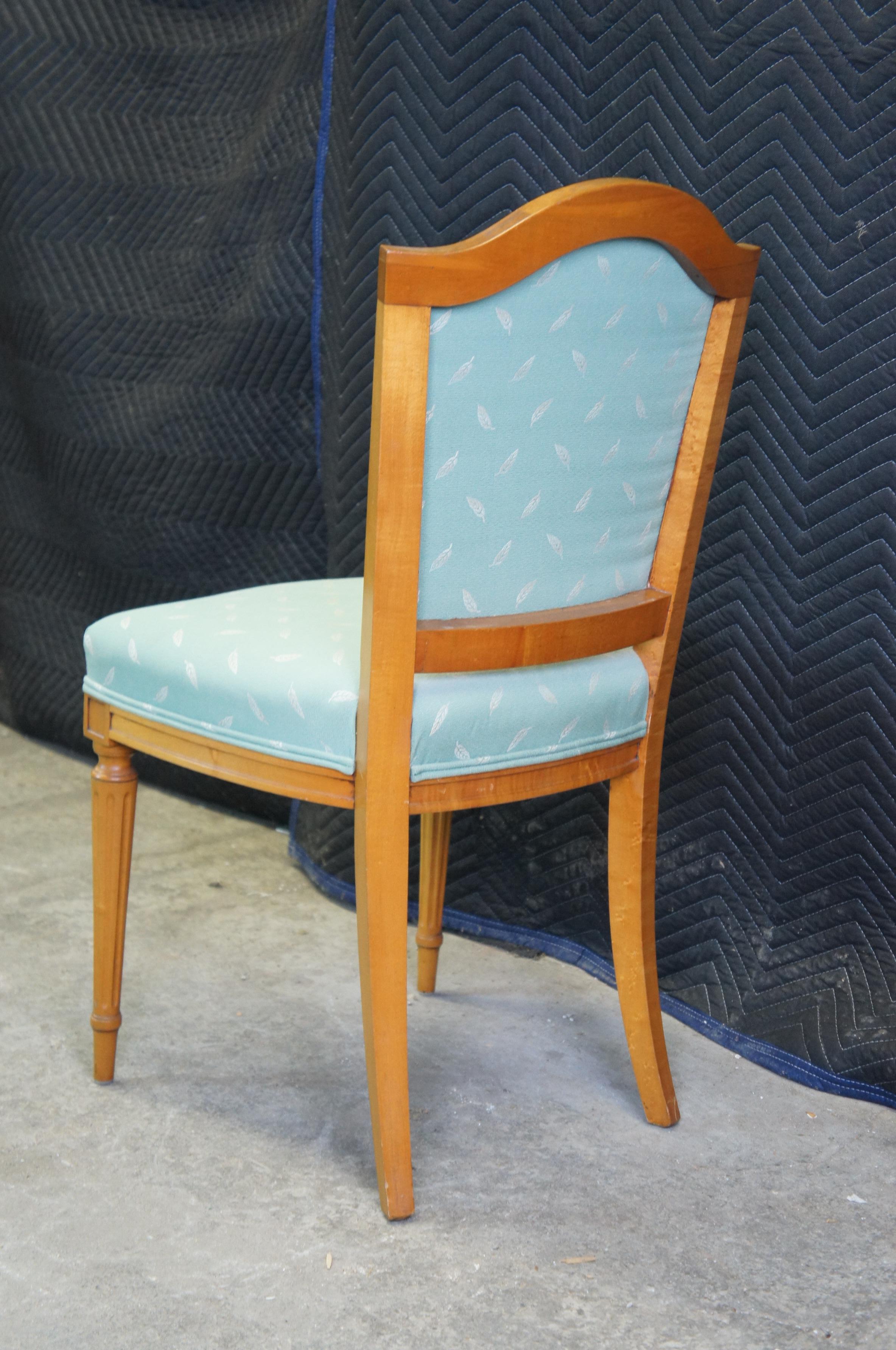 Upholstery Antique Robert W Irwin French Louis XVI Satinwood Side Accent Vanity Chair Teal