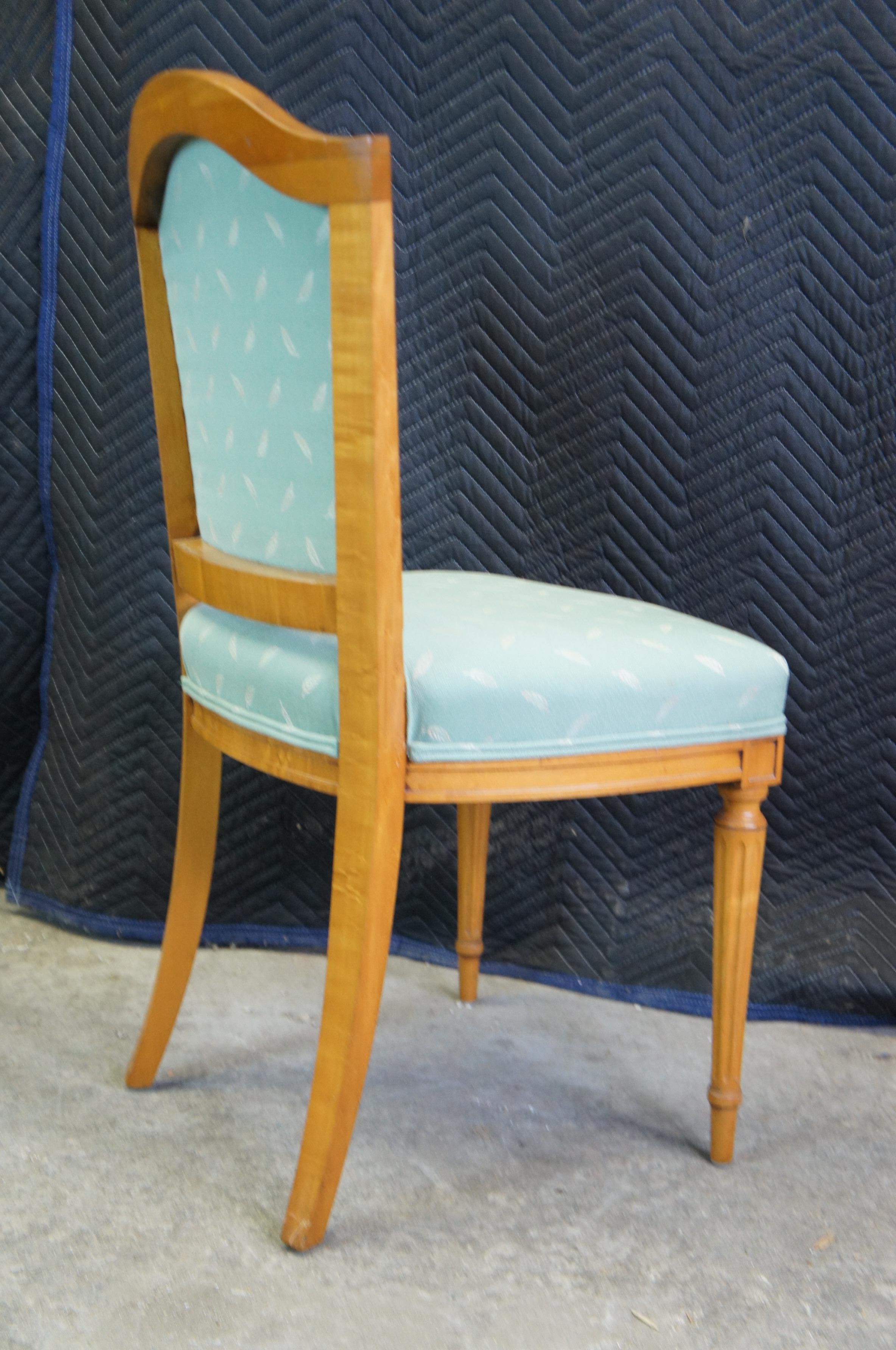 Antique Robert W Irwin French Louis XVI Satinwood Side Accent Vanity Chair Teal 1