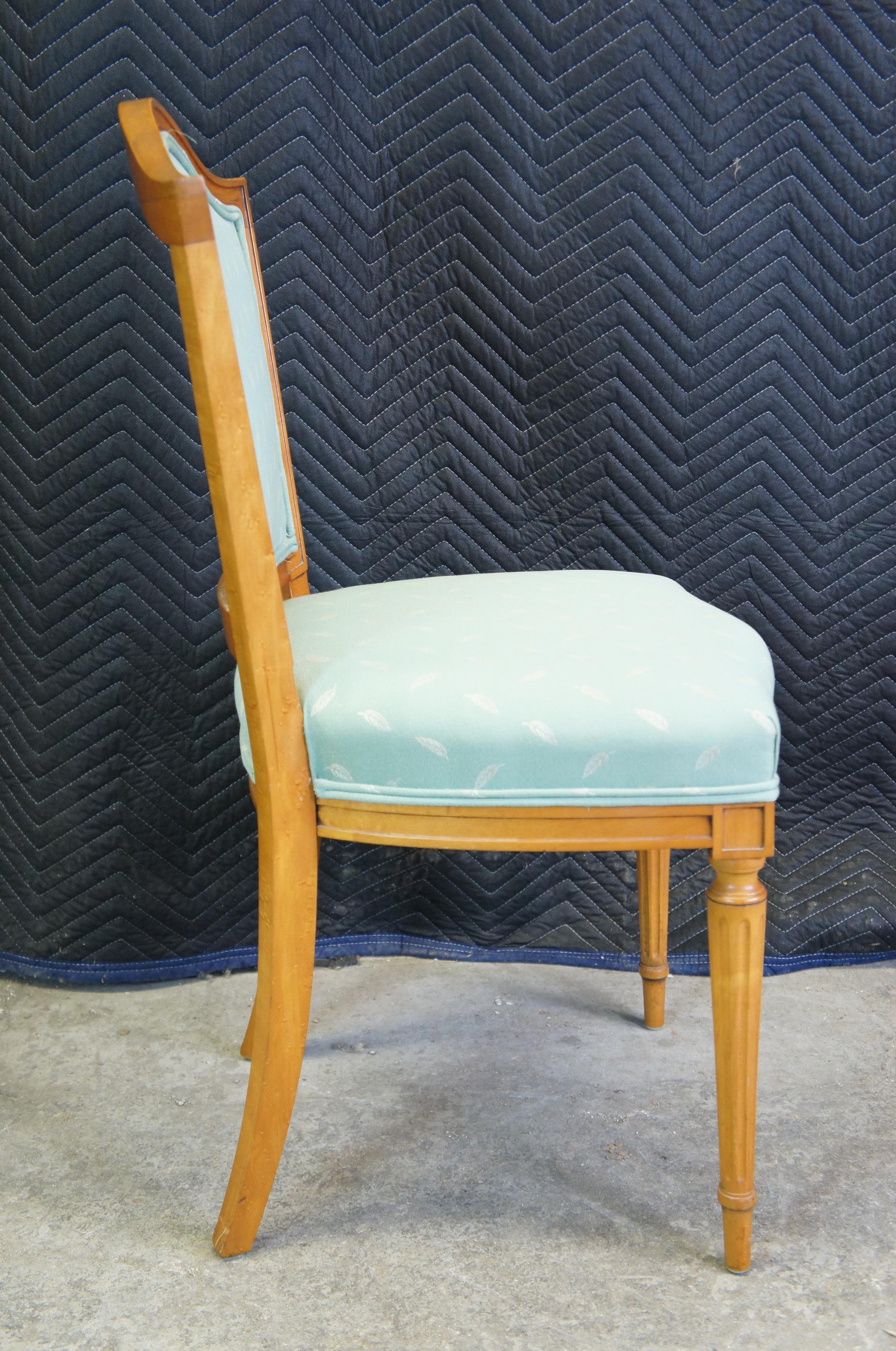 Antique Robert W Irwin French Louis XVI Satinwood Side Accent Vanity Chair Teal 2
