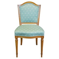 Antique Robert W Irwin French Louis XVI Satinwood Side Accent Vanity Chair Teal