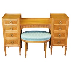 Antique Robert W Irwin Louis French XVI Satinwood Vanity Dressing Table & Chair