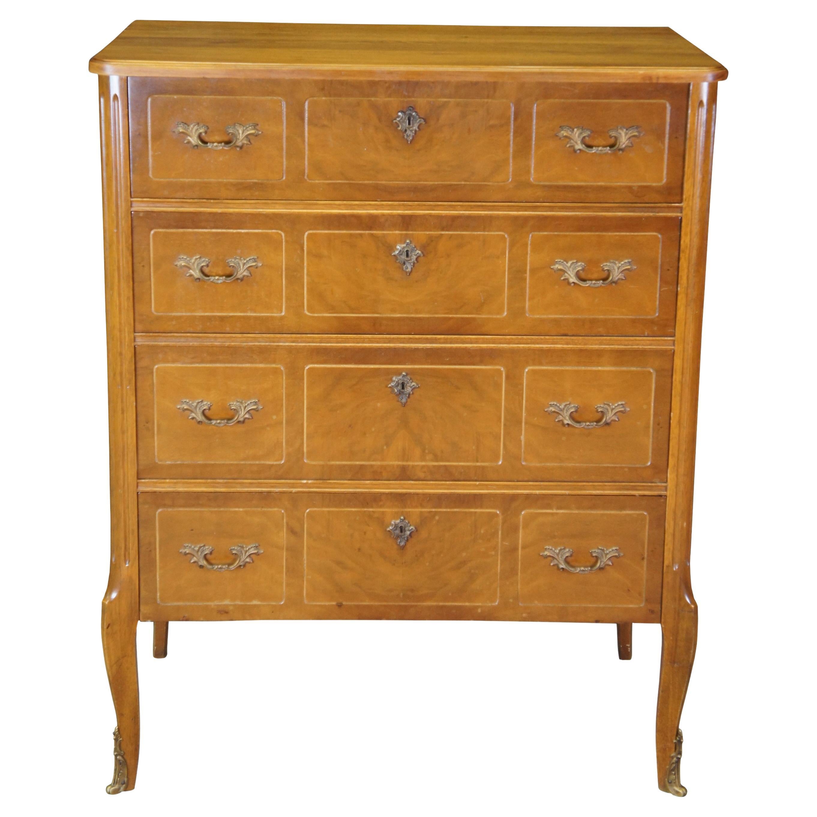 Antique Robert W Irwin Louis XV French Walnut Chest of Drawers Tallboy Dresser For Sale
