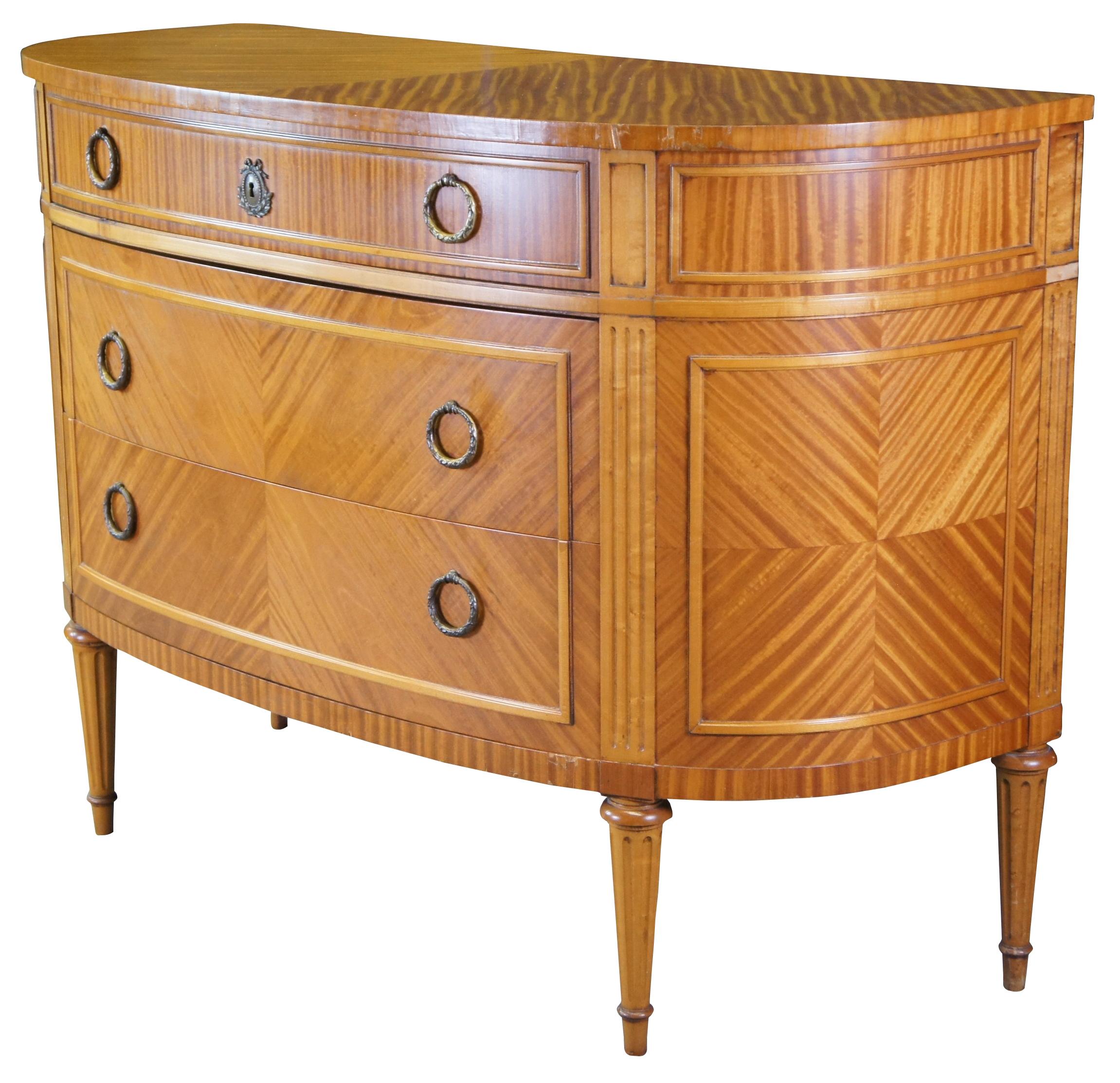 Antique Robert W Irwin Louis XVI Satinwood Demilune Bowfront Console Dresser In Good Condition In Dayton, OH