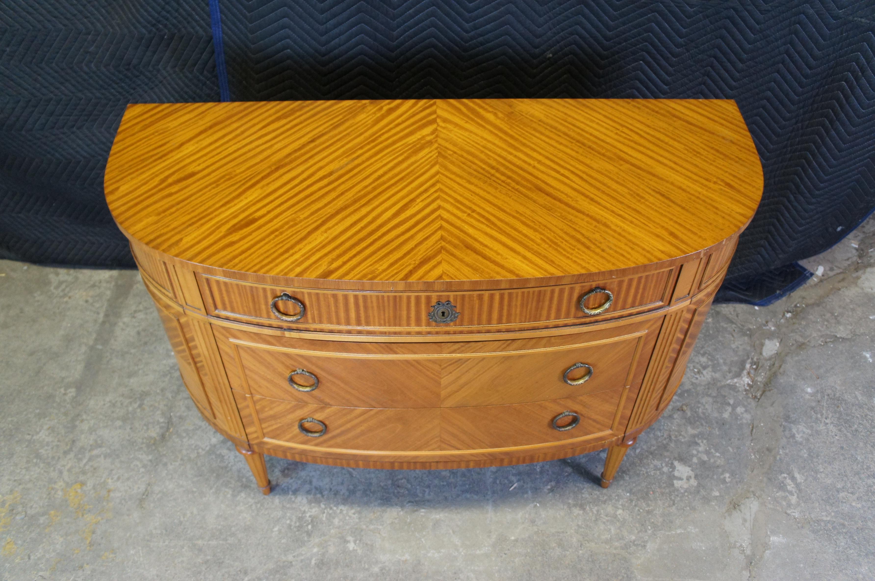 Mid-20th Century Antique Robert W Irwin Louis XVI Satinwood Demilune Bowfront Console Dresser