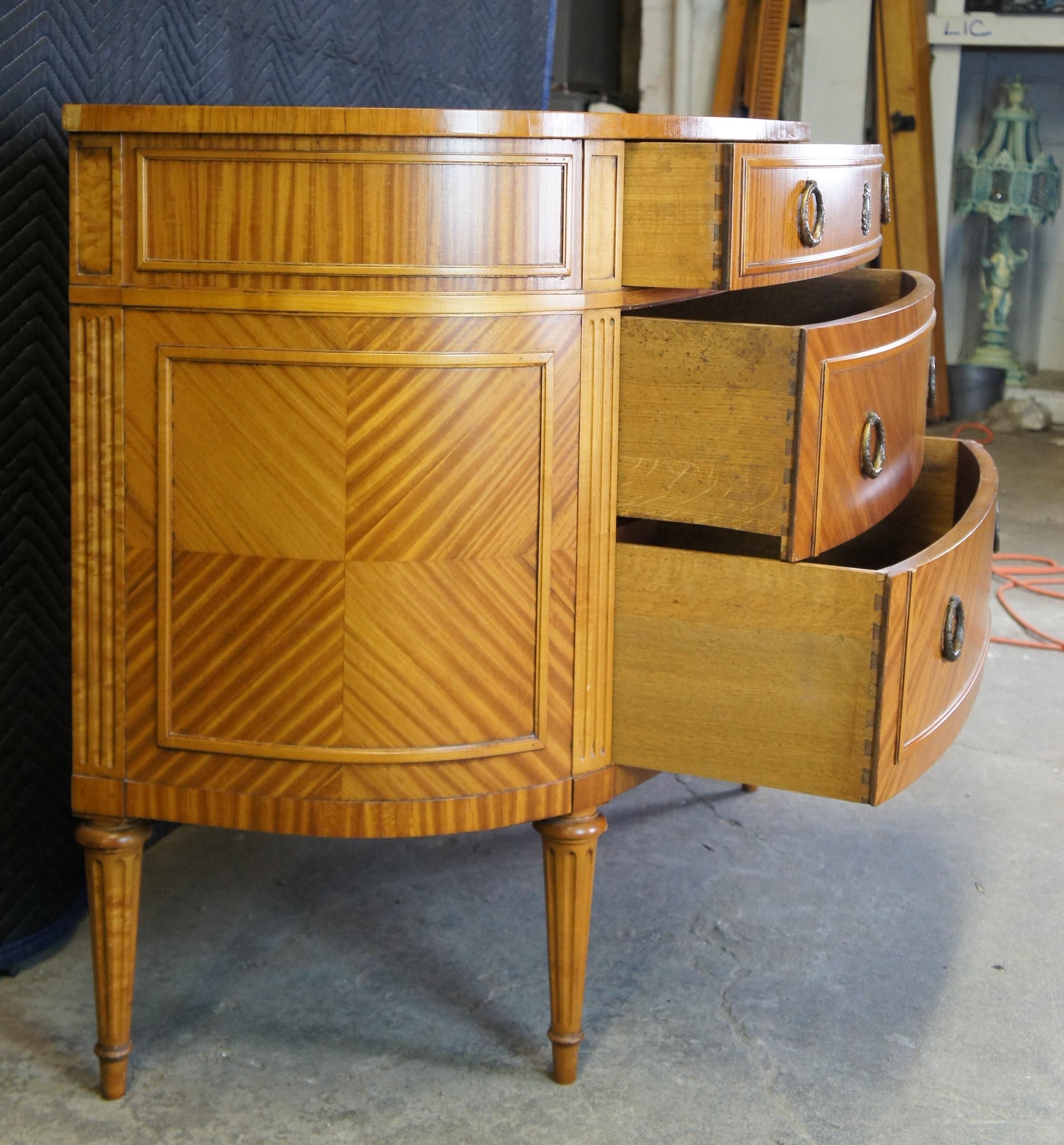 Antique Robert W Irwin Louis XVI Satinwood Demilune Bowfront Console Dresser 1