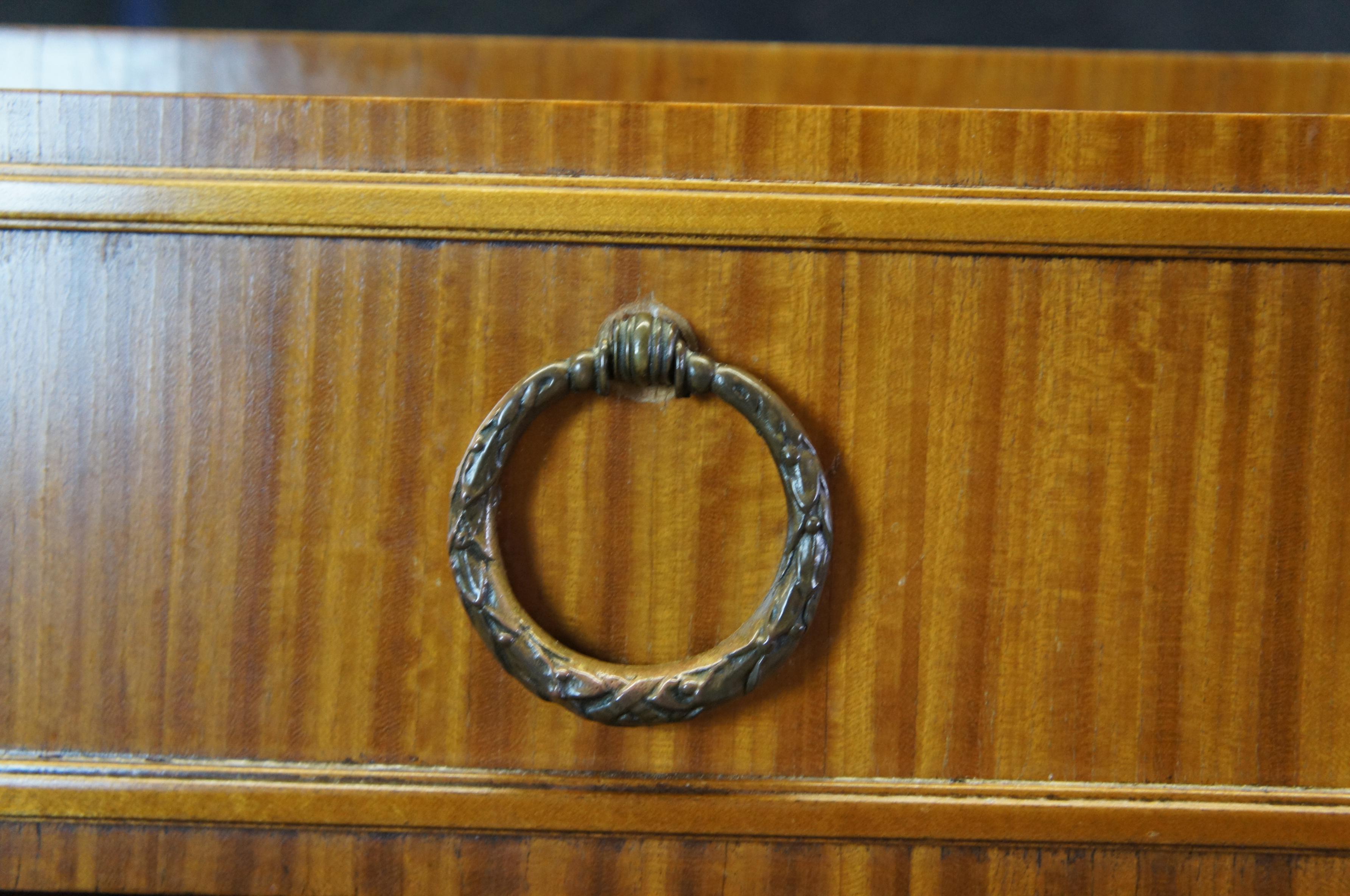 Antique Robert W Irwin Louis XVI Satinwood Demilune Bowfront Console Dresser 2