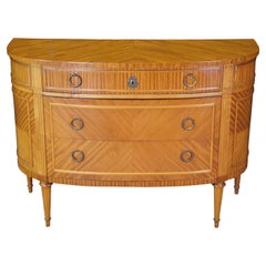 Vintage Robert W Irwin Louis XVI Satinwood Demilune Bowfront Console Dresser