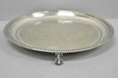 Antique Roberts & Belk Greek Classical Silver Plated 8" Footed Salver Tray Dish