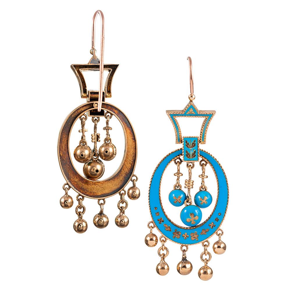 antique enamel earrings