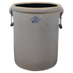 Antiquité Robinson Ransbottom Stoneware Blue Crown Pottery 8 Gallon Crock Potter 18" (mijoteuse de 8 gallons)