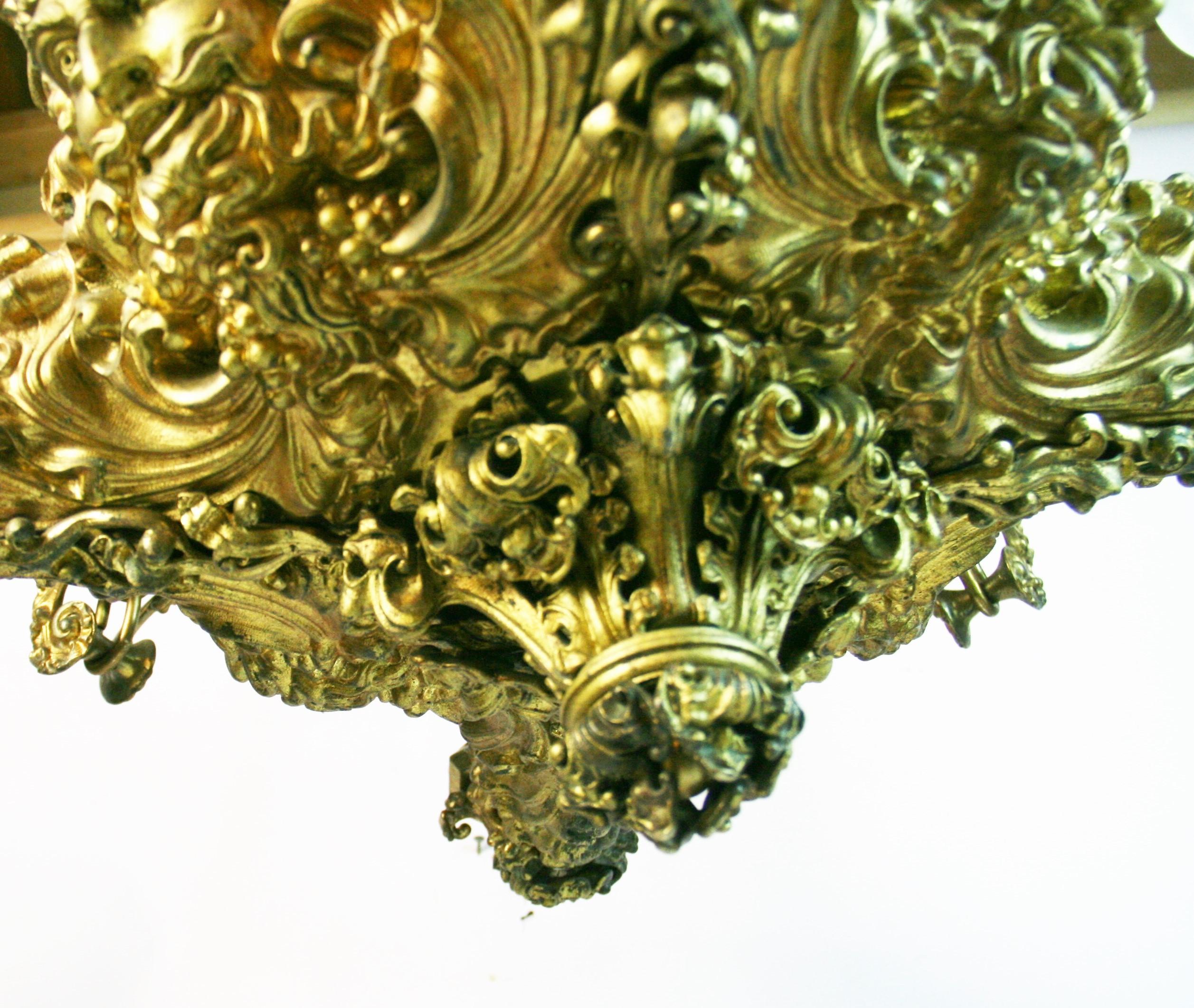 Antique Rocco Gilt Bronze Figural Chandelier For Sale 12