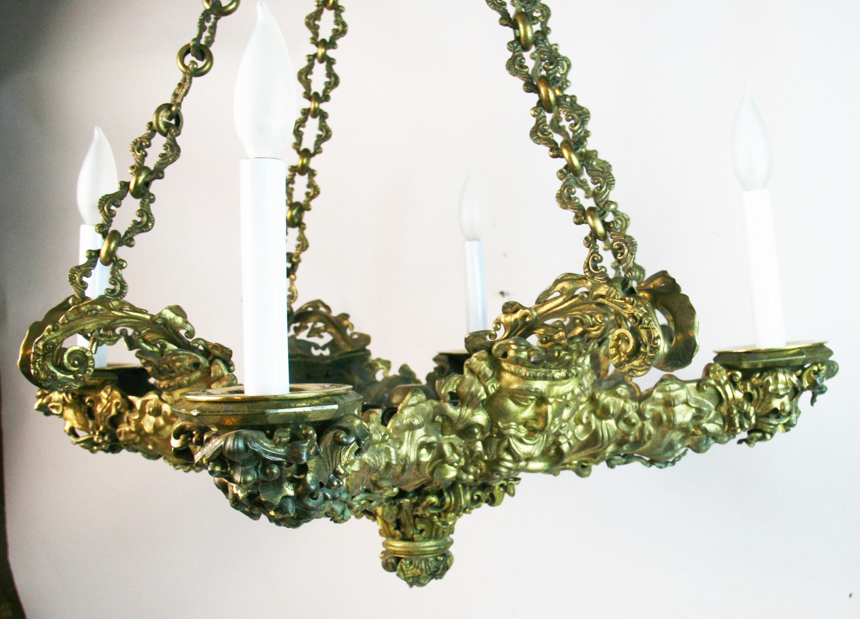Antique Rocco Gilt Bronze Figural Chandelier For Sale 13