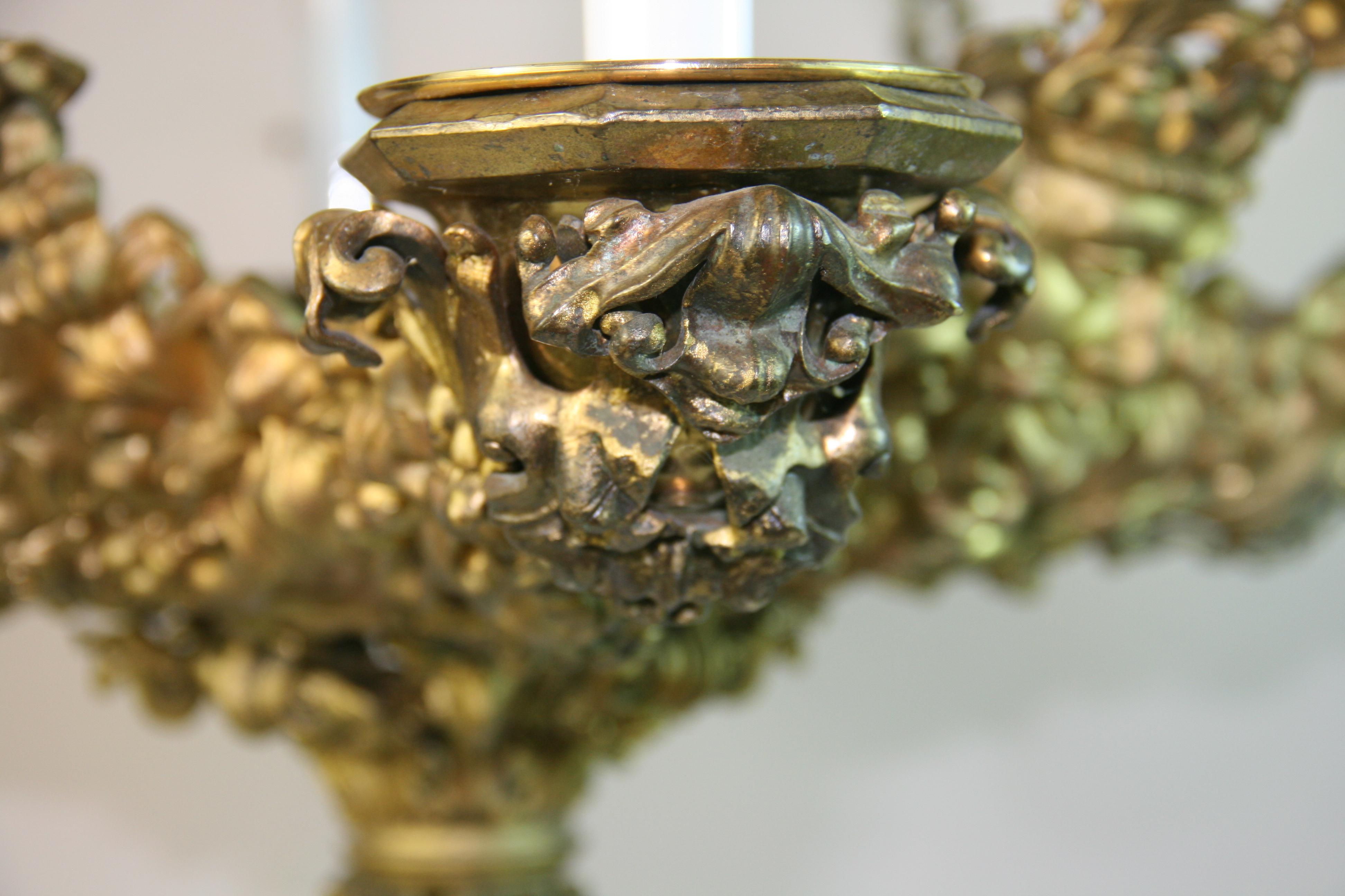 Antique Rocco Gilt Bronze Figural Chandelier For Sale 4
