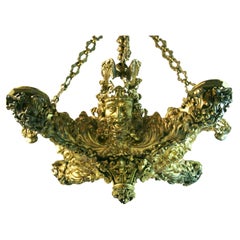 Araña Figural de Bronce Dorado Rocco Antiguo