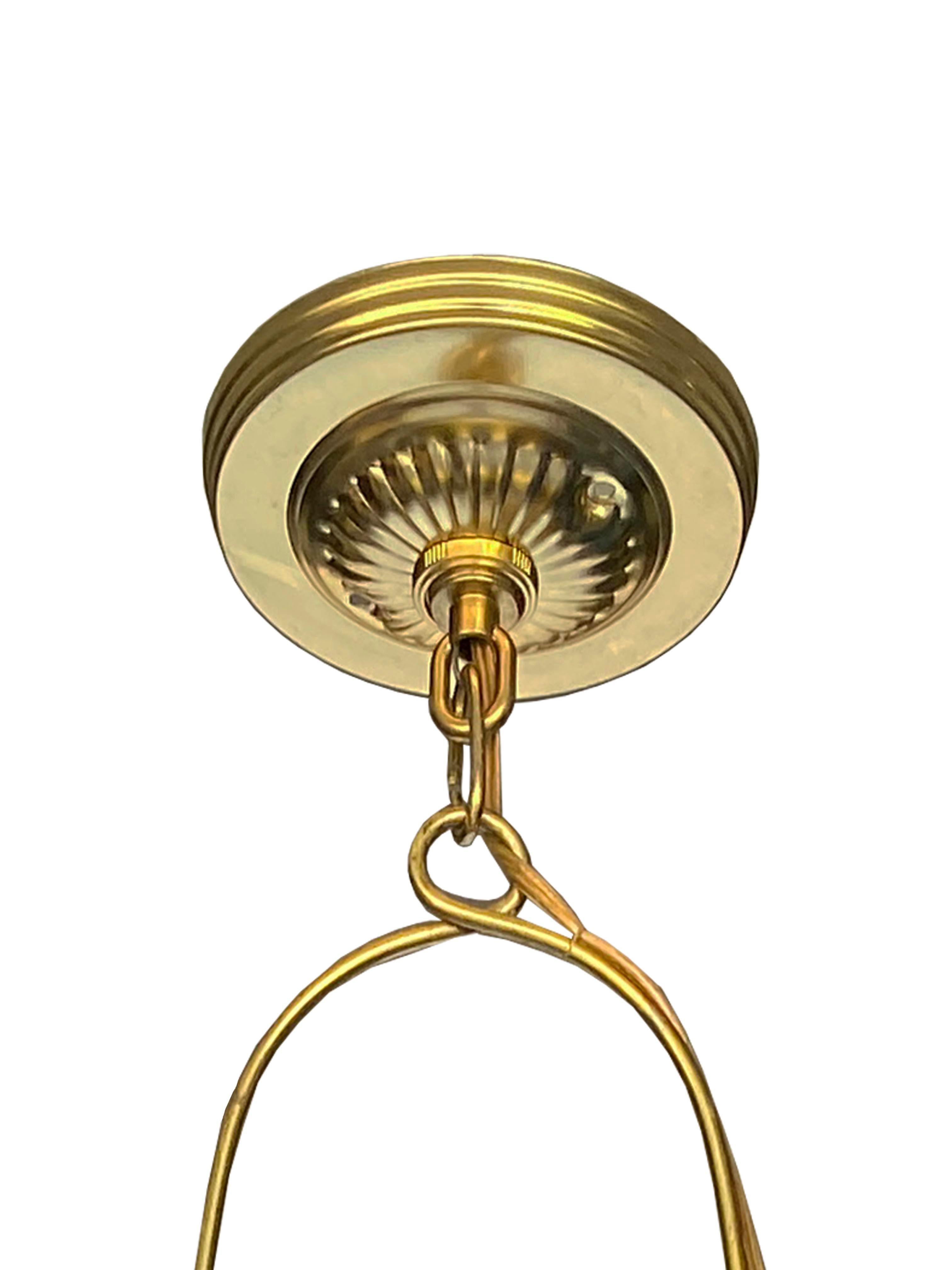 American Antique Rochester Brass Hanging Lantern For Sale