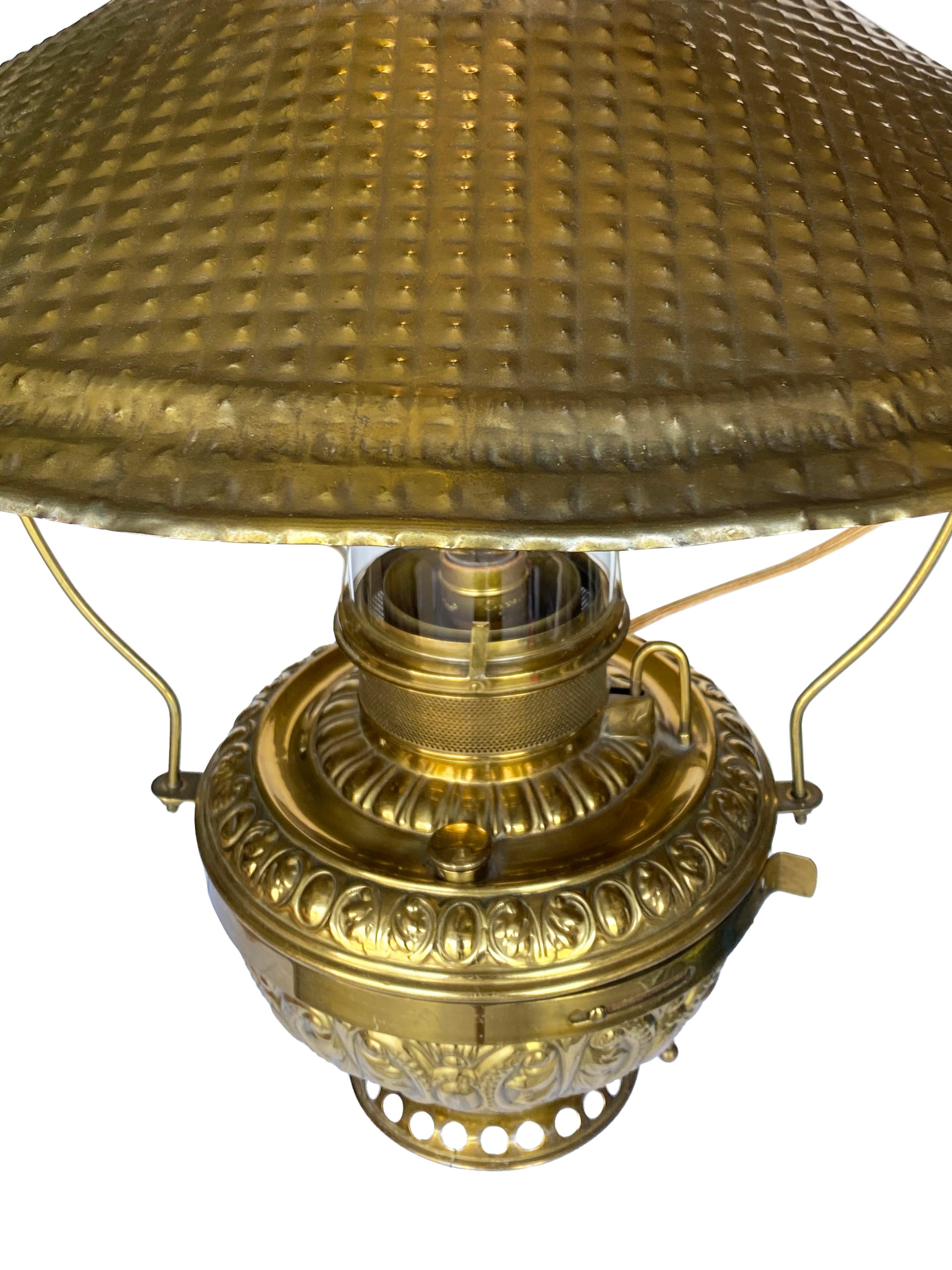 Antique Rochester Brass Hanging Lantern In Good Condition For Sale In Scottsdale, AZ