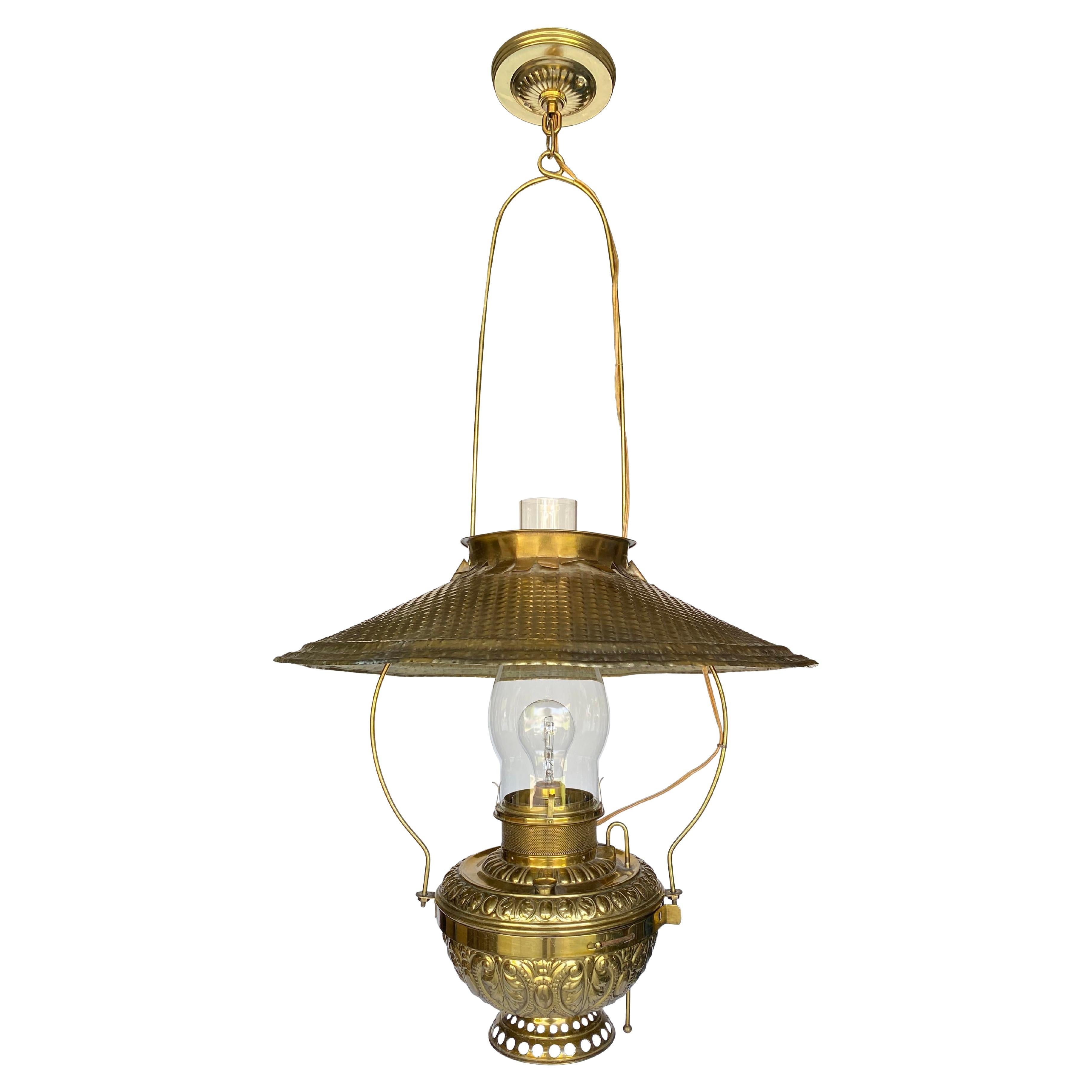 Antique Rochester Brass Hanging Lantern For Sale