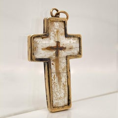 Antique Rock Crystal and 14 Karat Gold Cross or Crucifix with a Christian Relic
