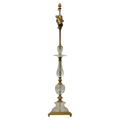 Antique Rock Crystal and Bronze Table Lamp Attributed to Caldwell