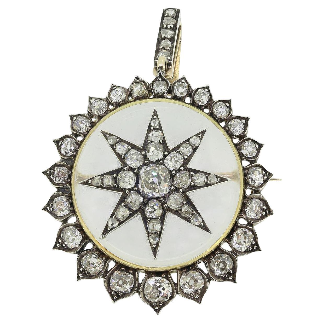Antique Rock Crystal and Diamond Fob Brooch