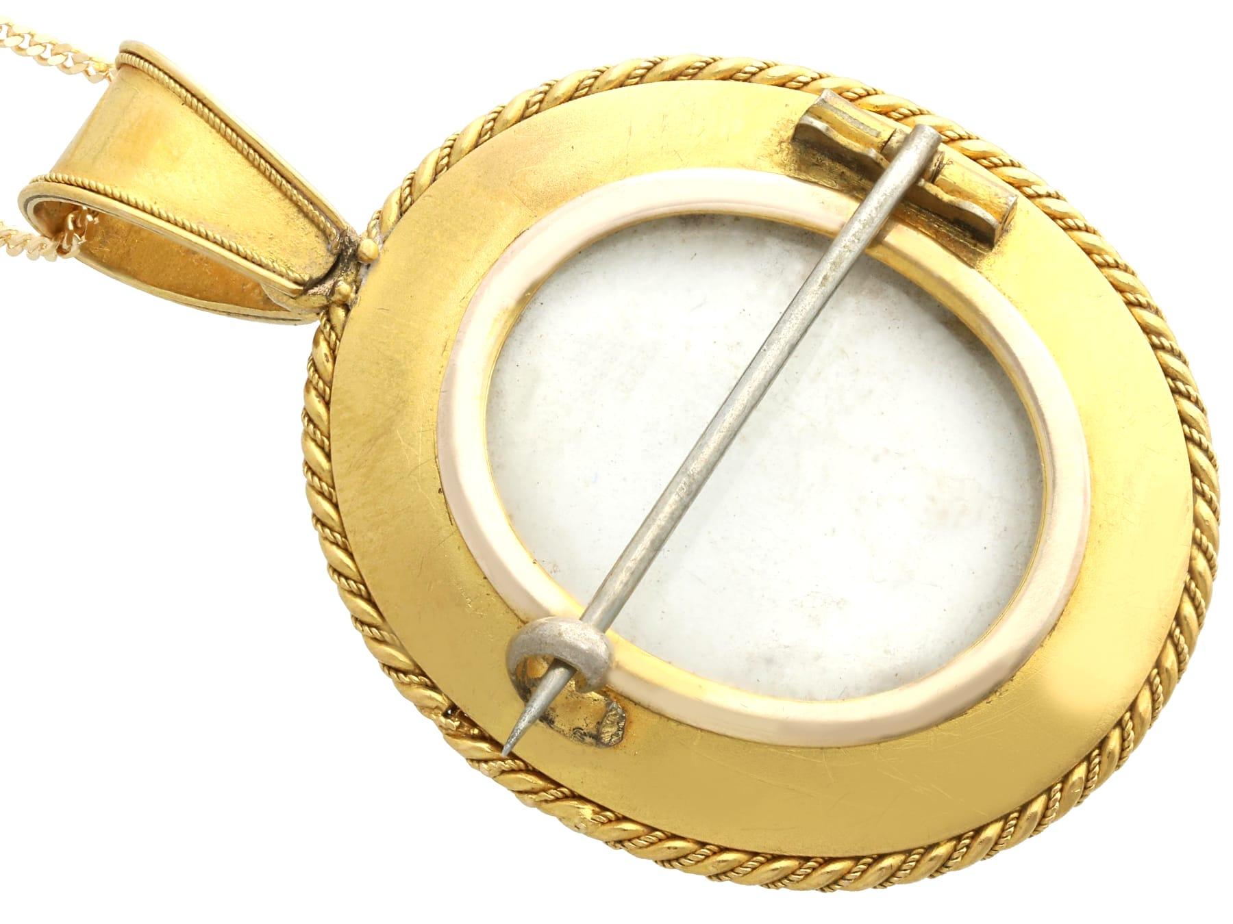Women's or Men's Antique Rock Crystal and Yellow Gold Pendant / Brooch For Sale