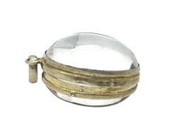 Antique Rock Crystal Egg Shaped Locket Pendant  Silver