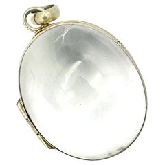 Antique Rock Crystal Egg Sshaped Locket Pendant Silver