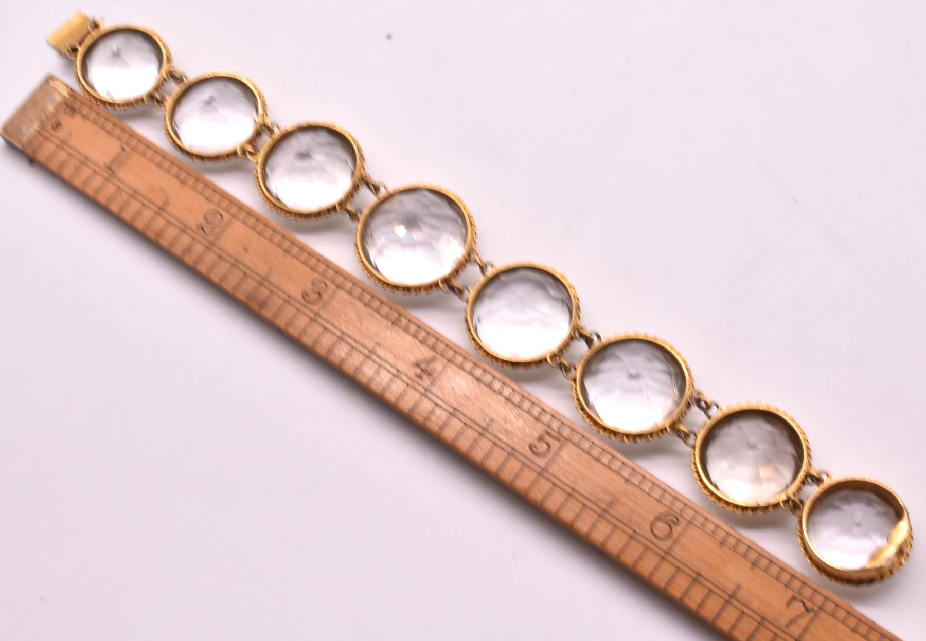 Antikes Bergkristall-Armband aus vergoldetem Metall (Spätviktorianisch) im Angebot