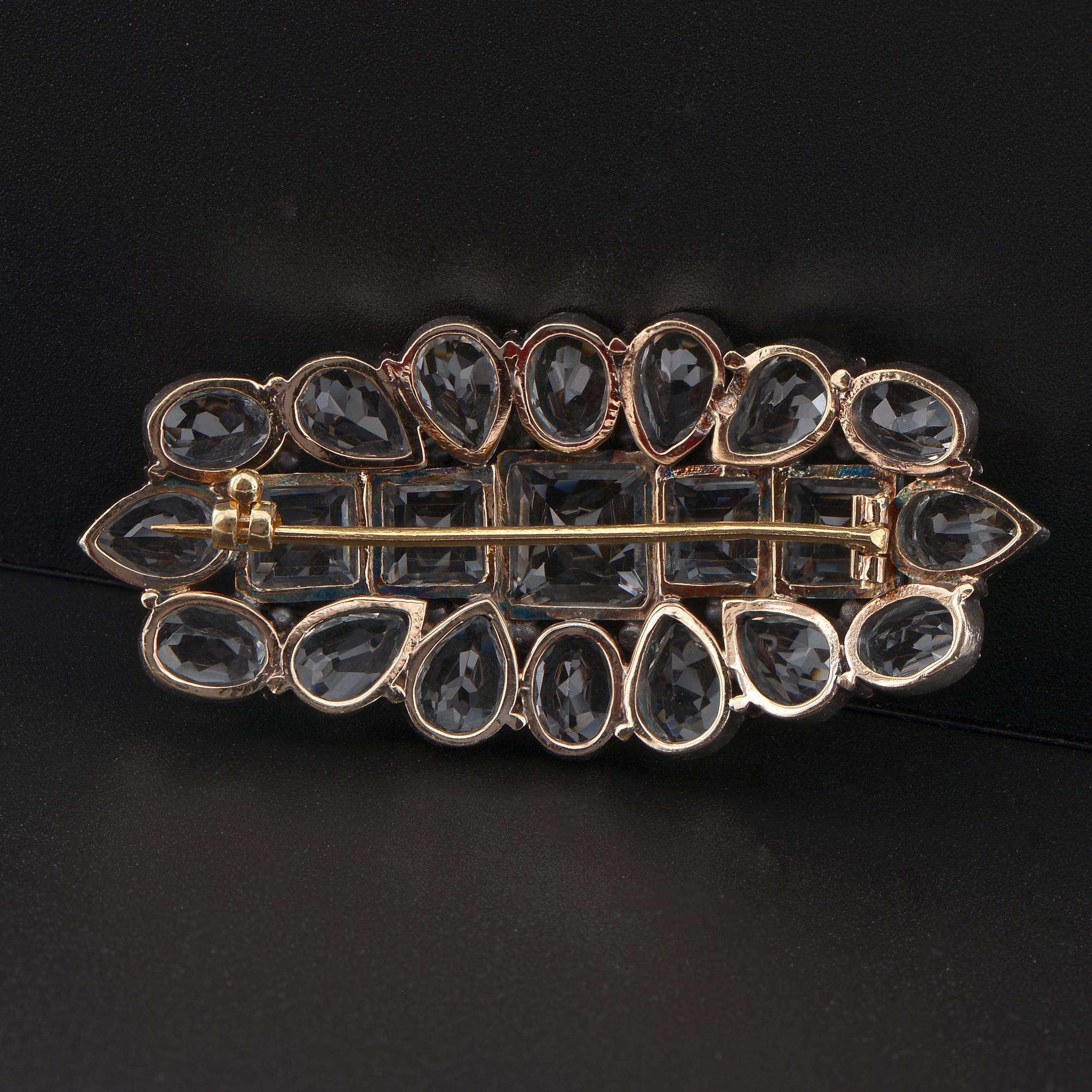 Antique Rock Crystal Portuguese Brooch Gold Silver  For Sale 2