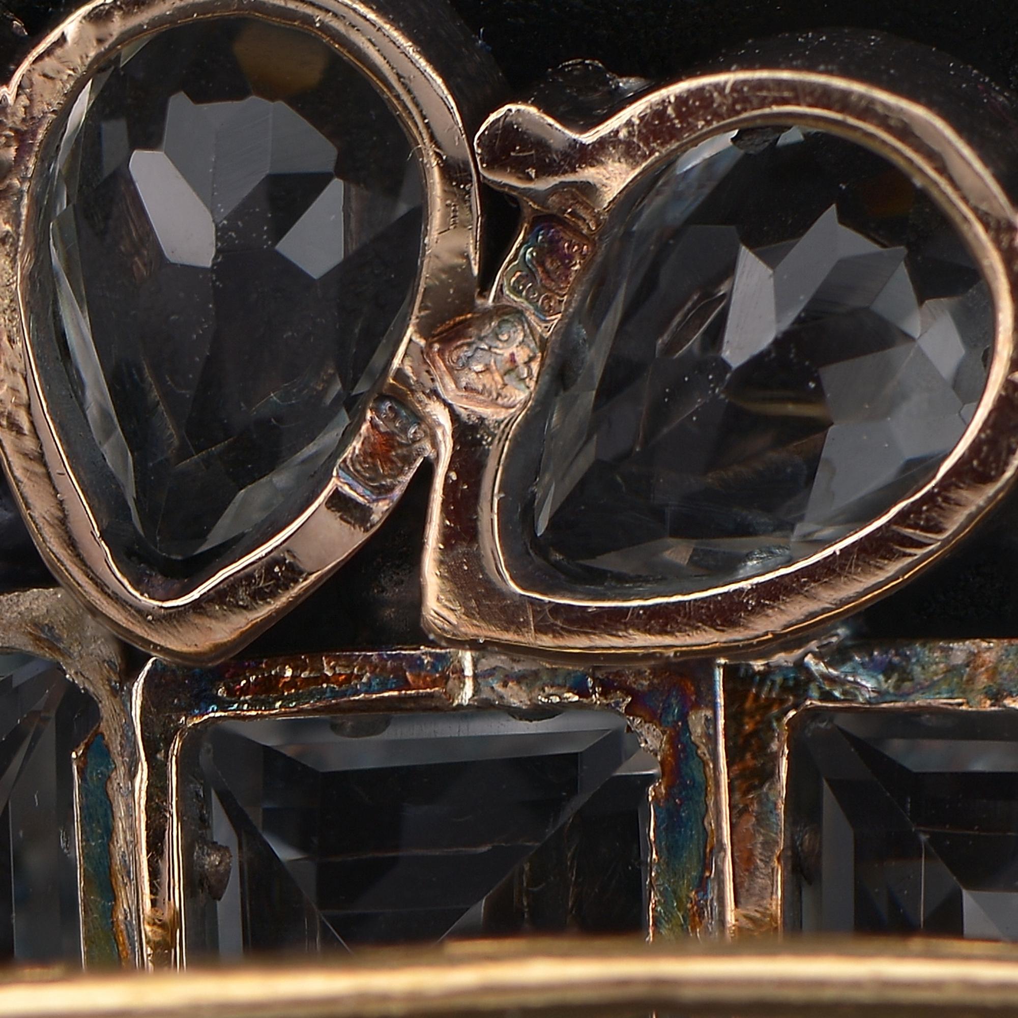 Antique Rock Crystal Portuguese Brooch Gold Silver For Sale 2